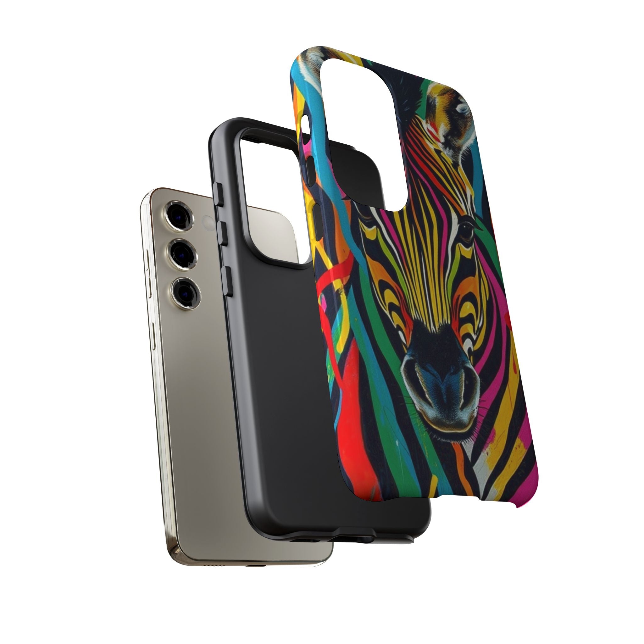 Android OR iPhone Compatible Cases - Rainbow Zebra Design - Unique Tough Cases