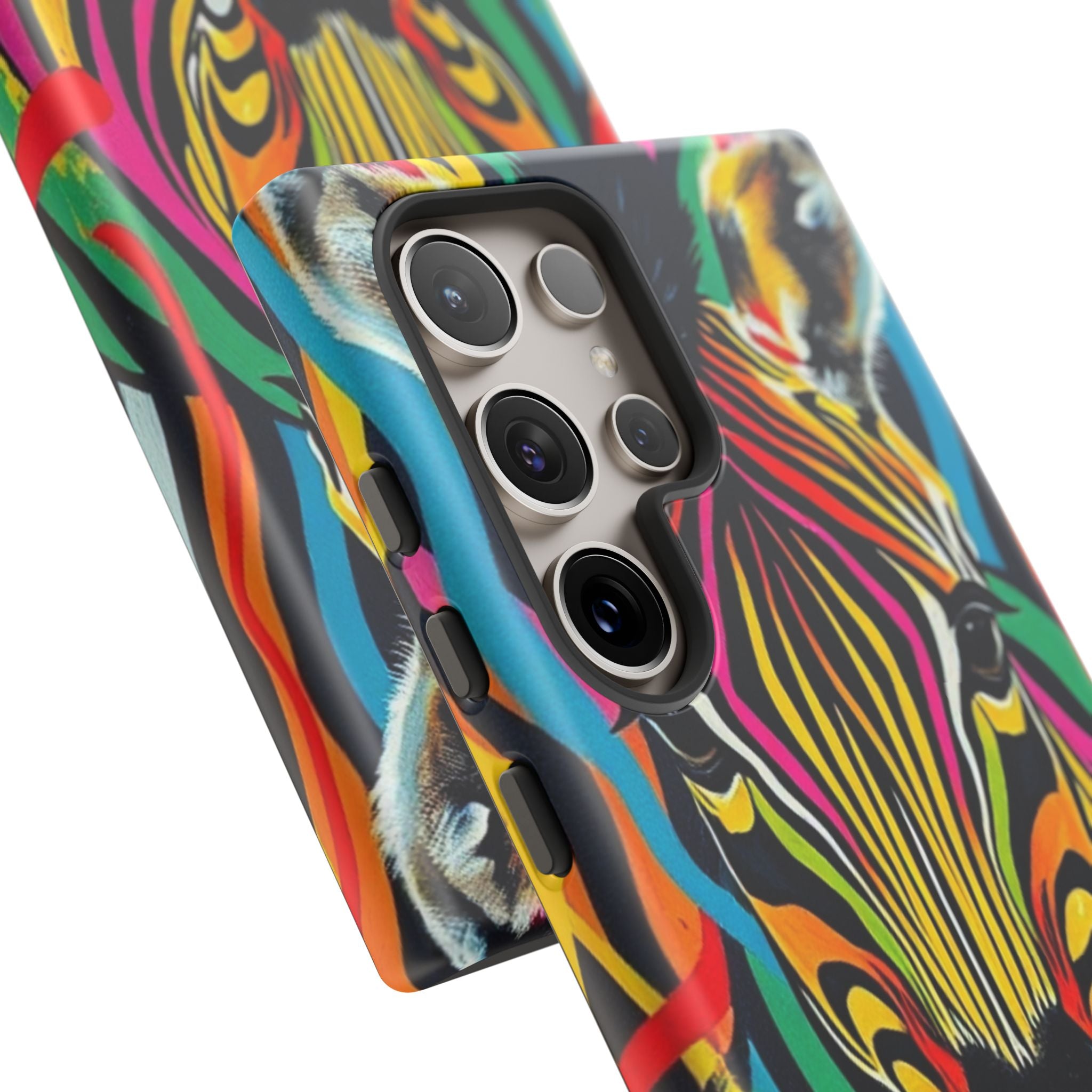 Android OR iPhone Compatible Cases - Rainbow Zebra Design - Unique Tough Cases