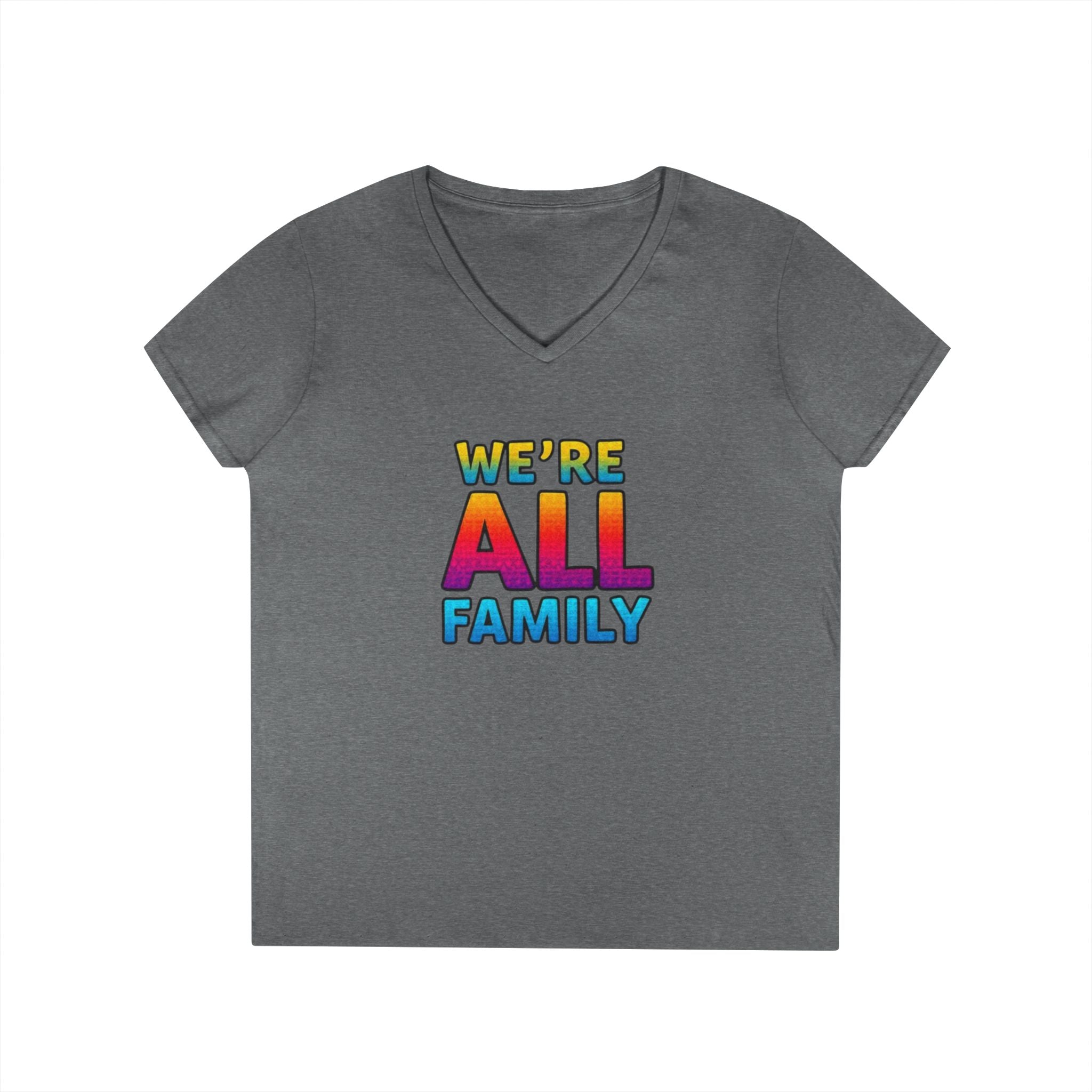 Ladies' V-Neck T-Shirt - "We're All Family" Pride Tee