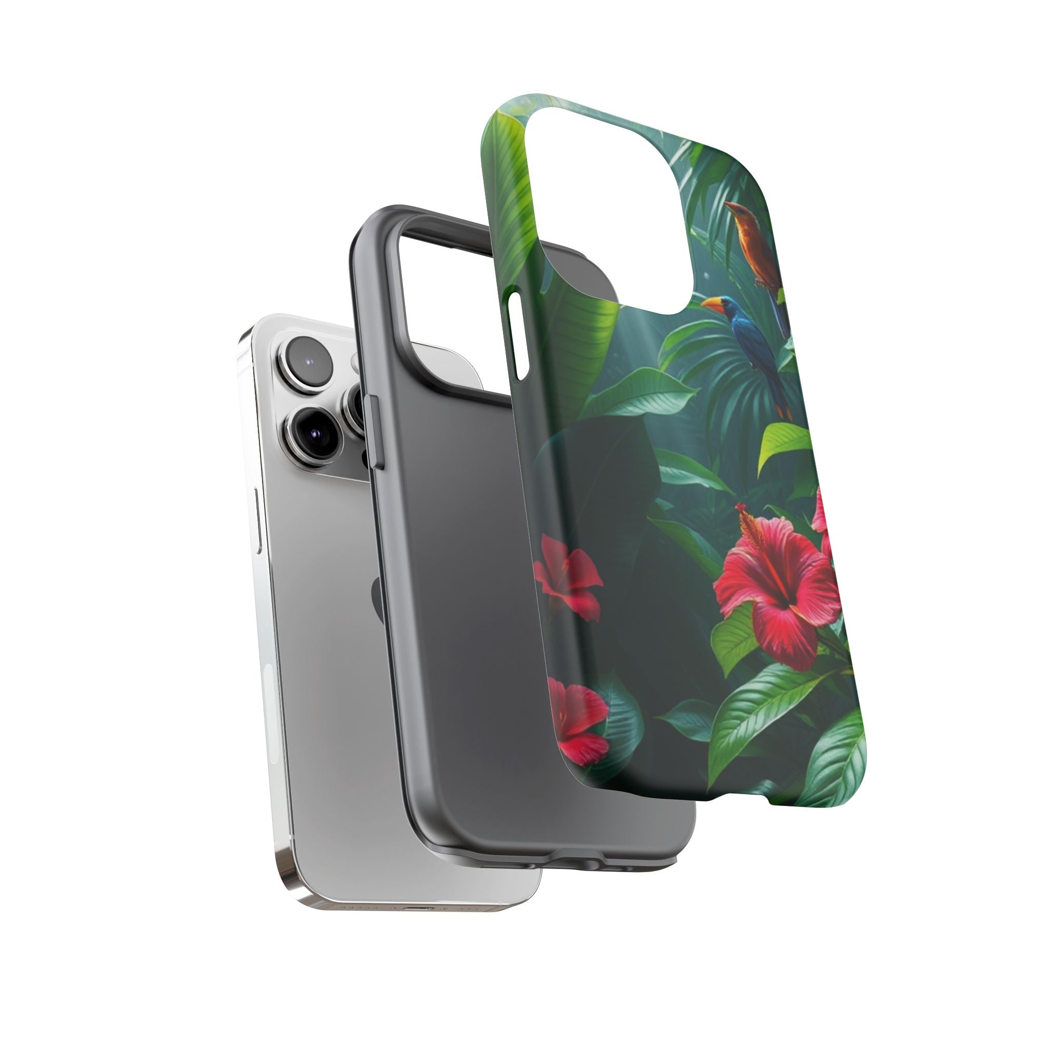 Android OR iPhone Compatible Cases - Tropical Flower & Bird Design - Unique Tough Cases