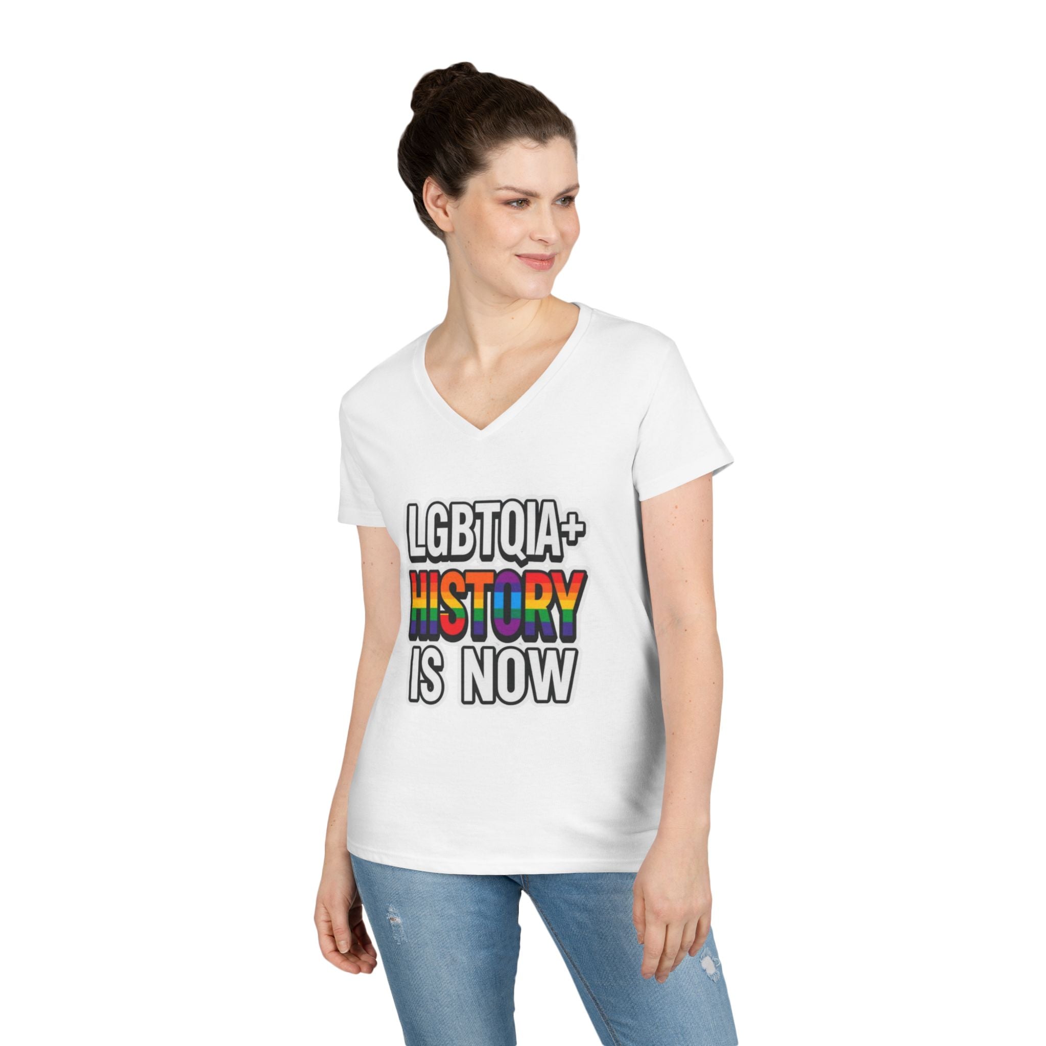 LGBTQIA+ History V-Neck T-Shirt for Pride and Activism
