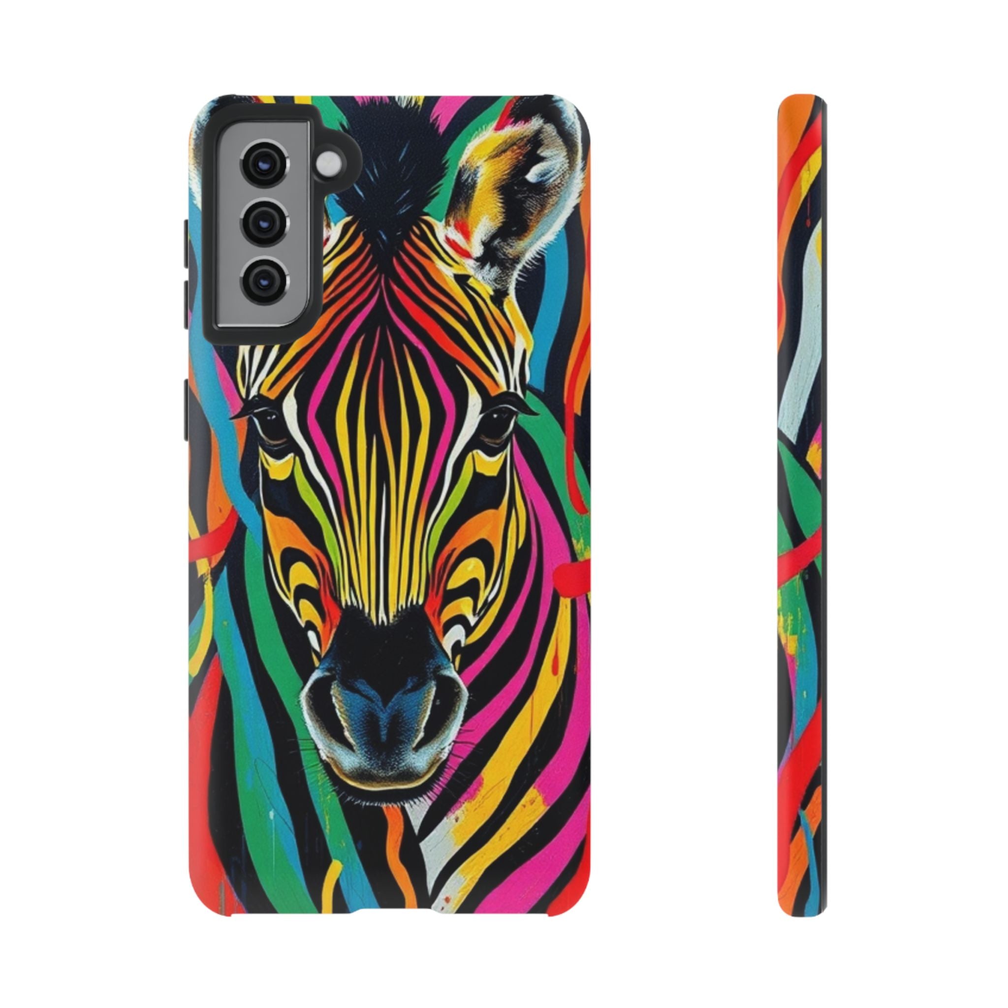 Android OR iPhone Compatible Cases - Rainbow Zebra Design - Unique Tough Cases