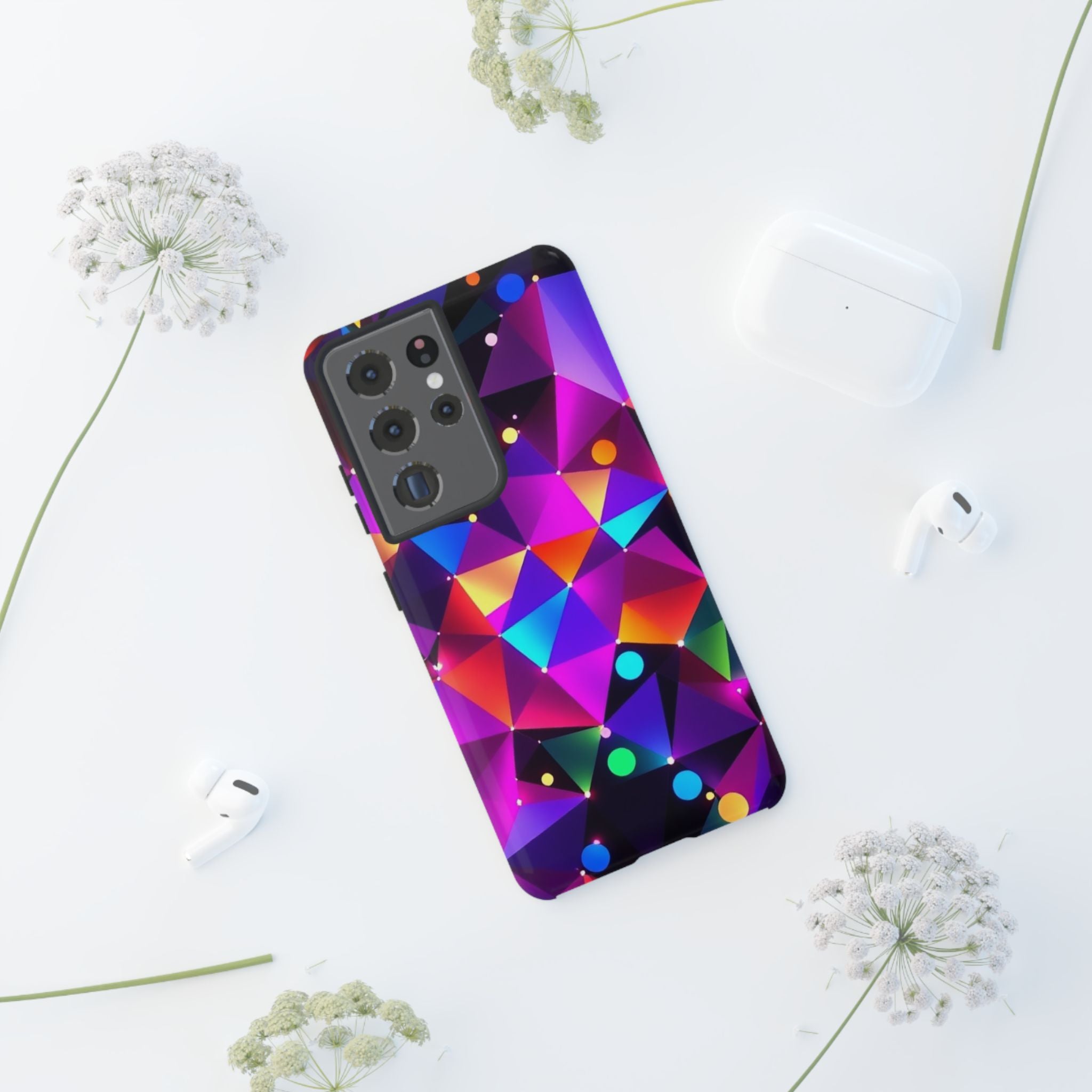 Android OR iPhone Compatible Cases - Colorful Angles Design - Unique Tough Cases