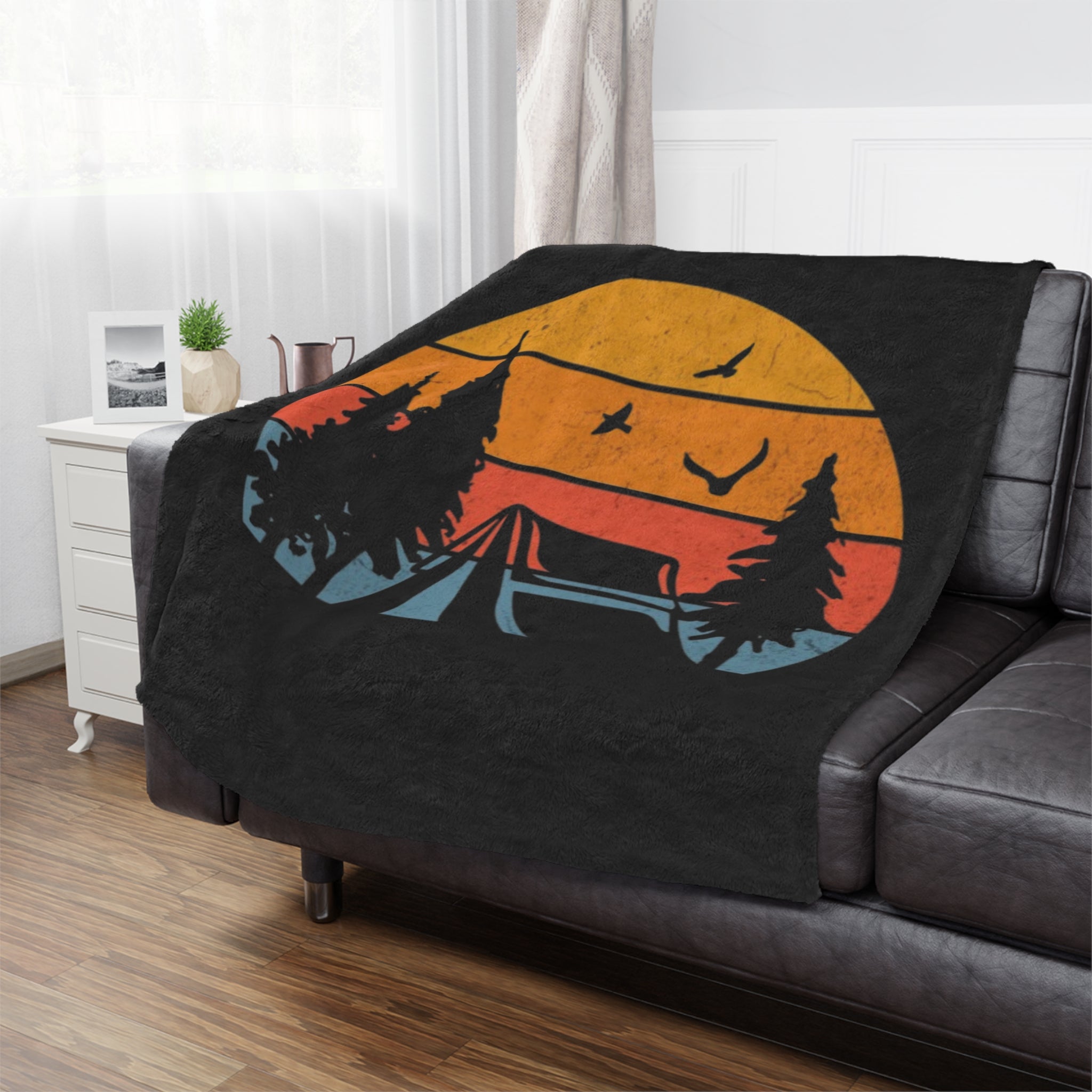 Campsite at Sunset Microfiber Blanket - EqualiTees.Me