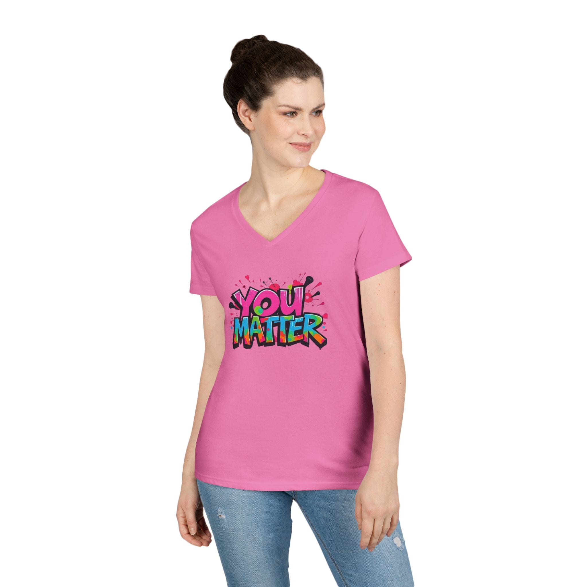 You Matter Ladies' V-Neck T-Shirt - Empowering Graphic Tee for Everyday Comfort
