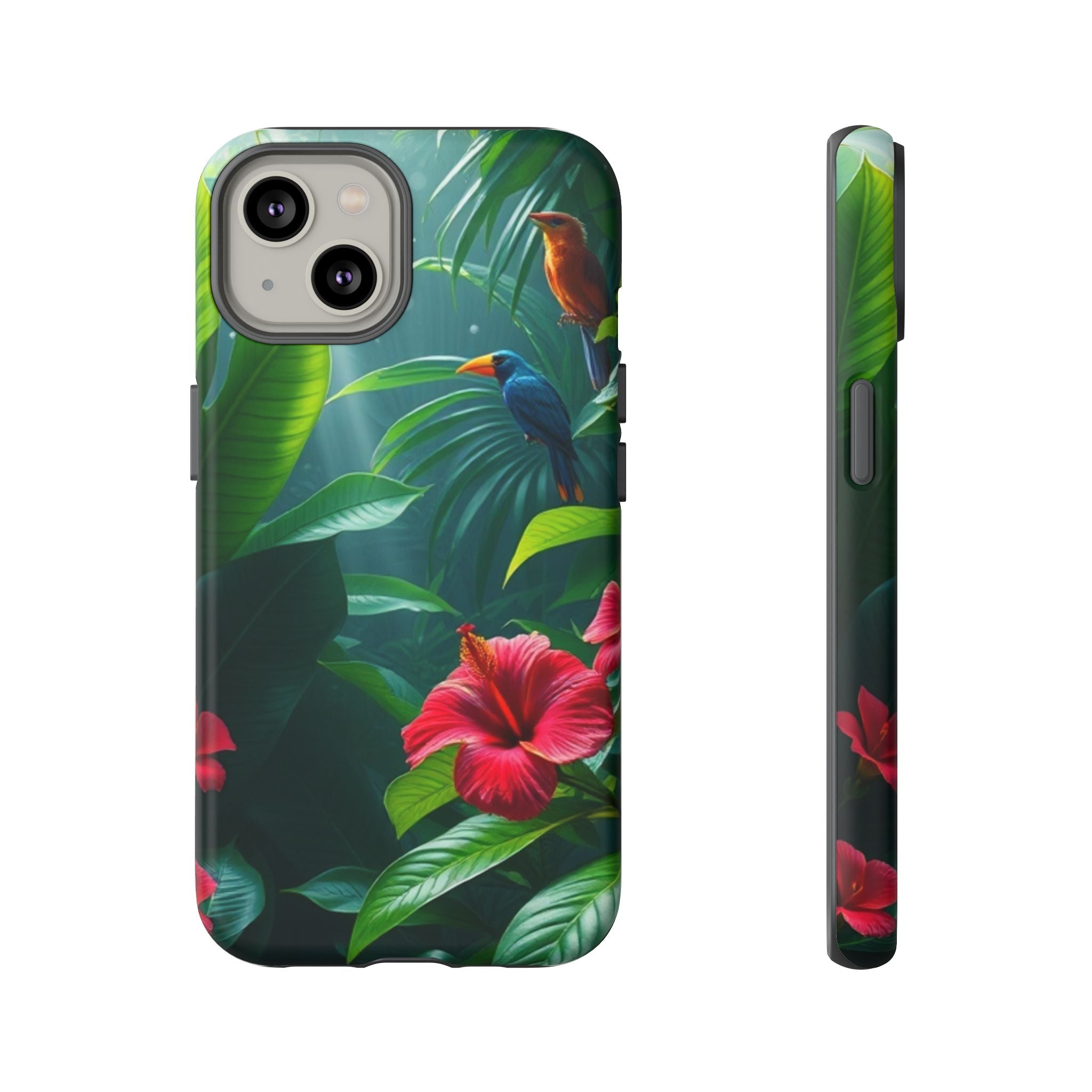 Android OR iPhone Compatible Cases - Tropical Flower & Bird Design - Unique Tough Cases