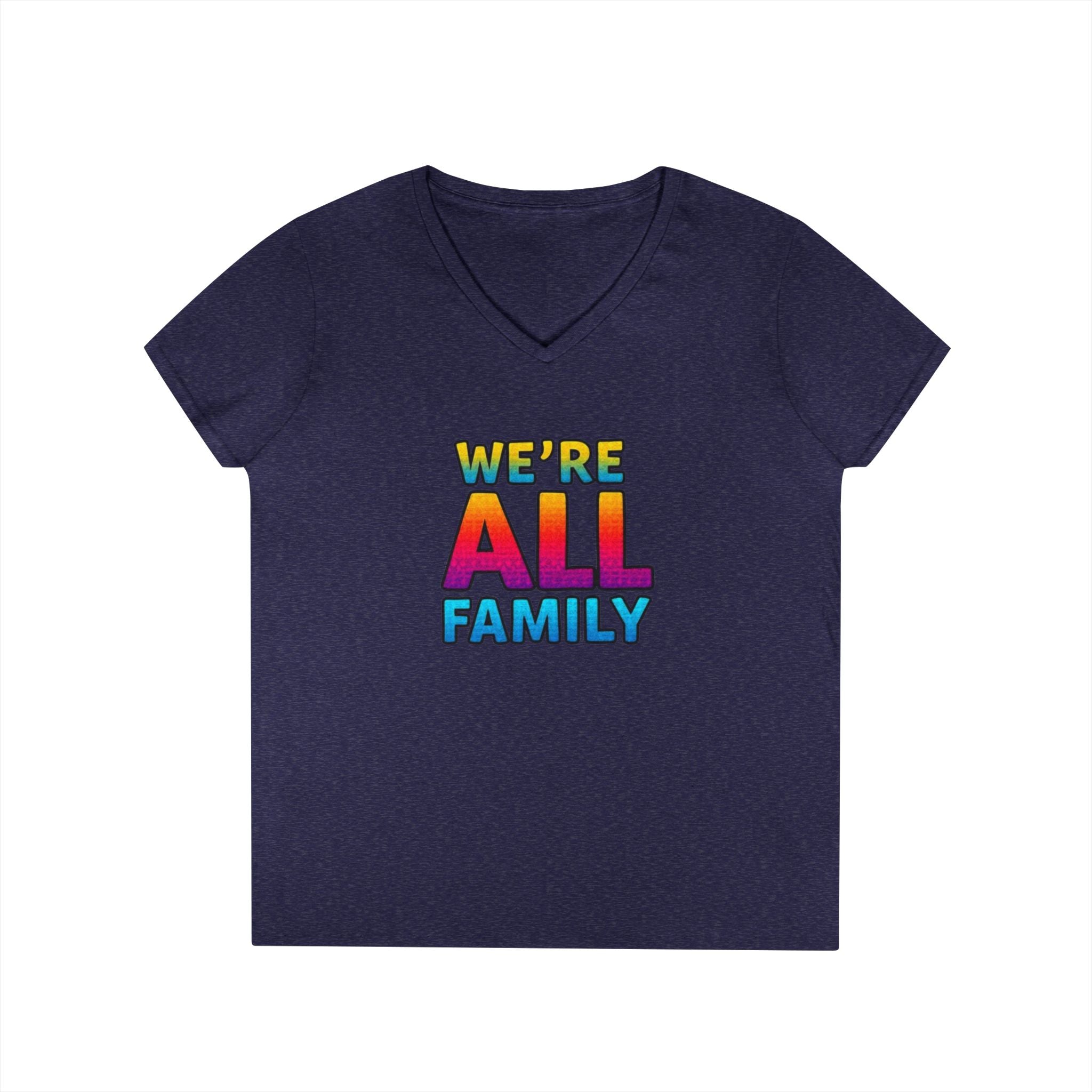 Ladies' V-Neck T-Shirt - "We're All Family" Pride Tee