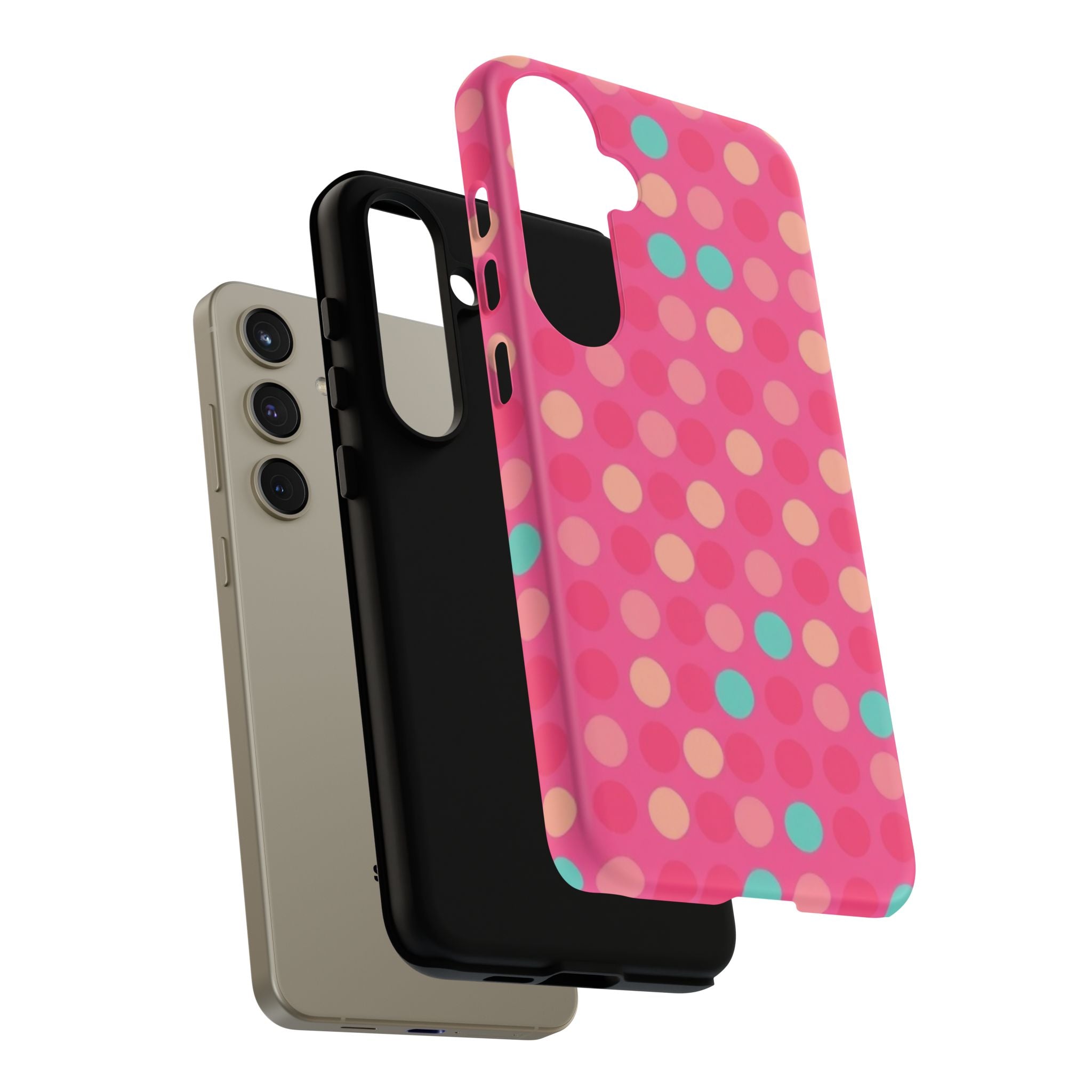 Android OR iPhone Protective Cases - Retro Polka Dots Pattern Tough Case