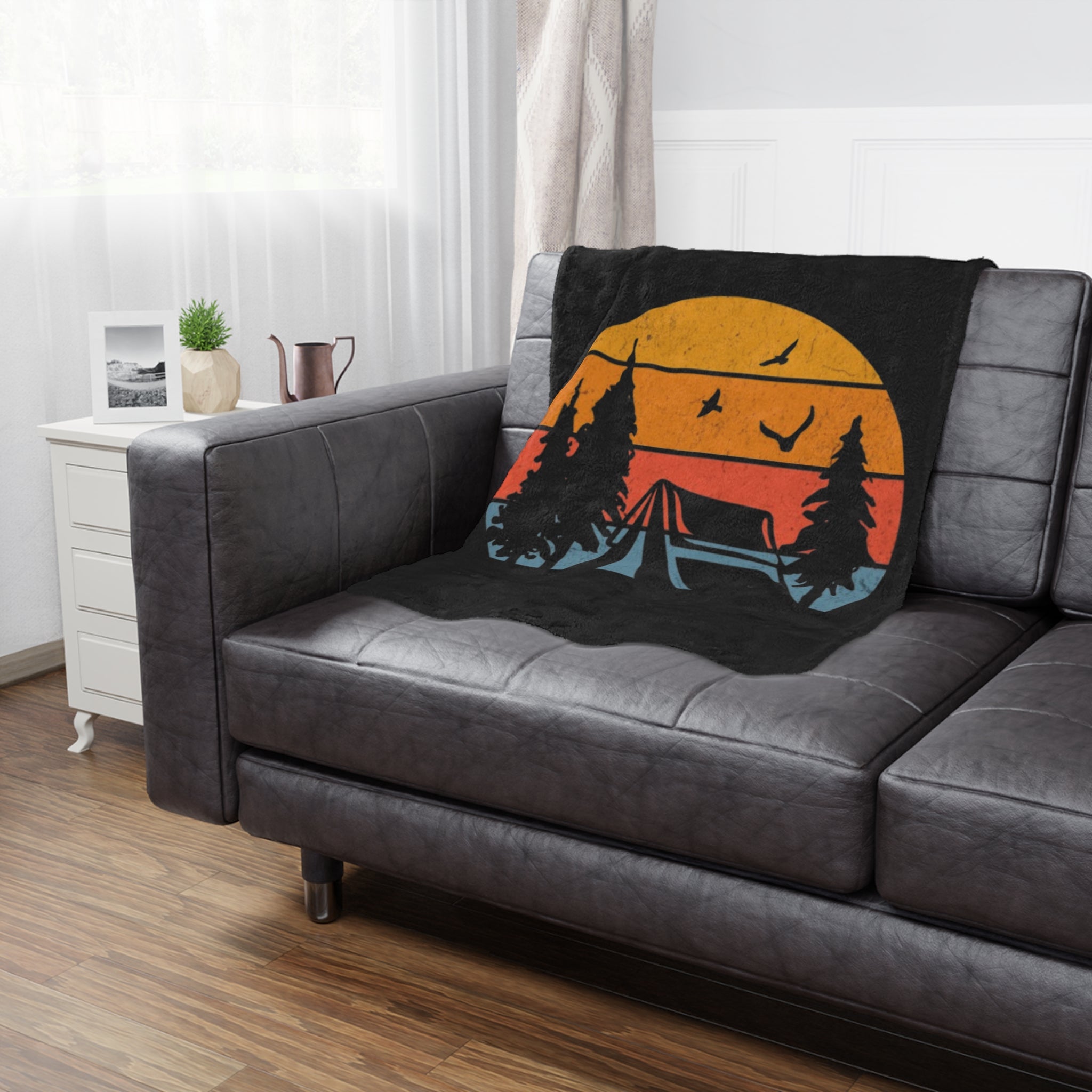 Campsite at Sunset Microfiber Blanket - EqualiTees.Me