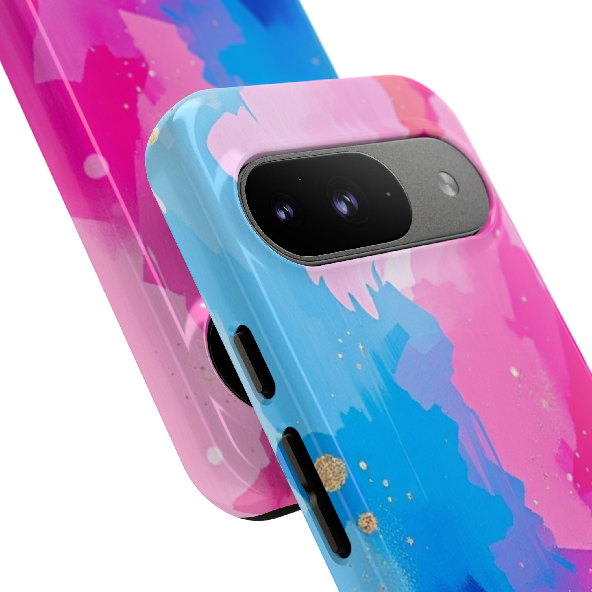 Android OR iPhone Compatible Cases - Pink and Blue Color Splash Design