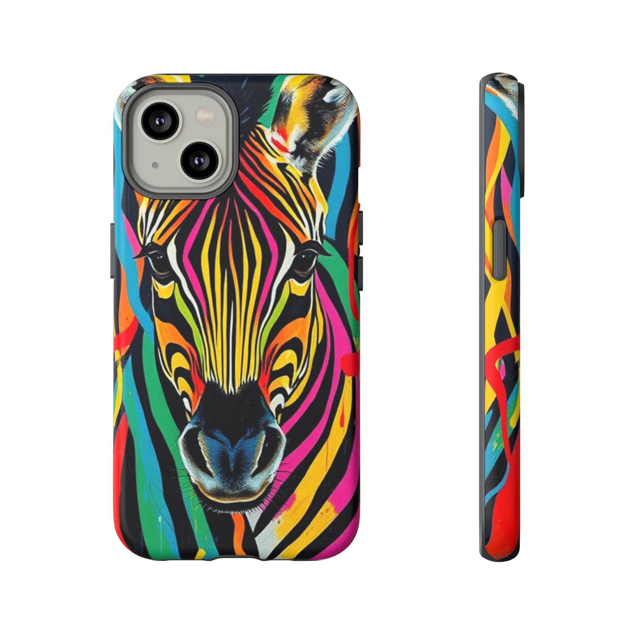 Android OR iPhone Compatible Cases - Rainbow Zebra Design - Unique Tough Cases