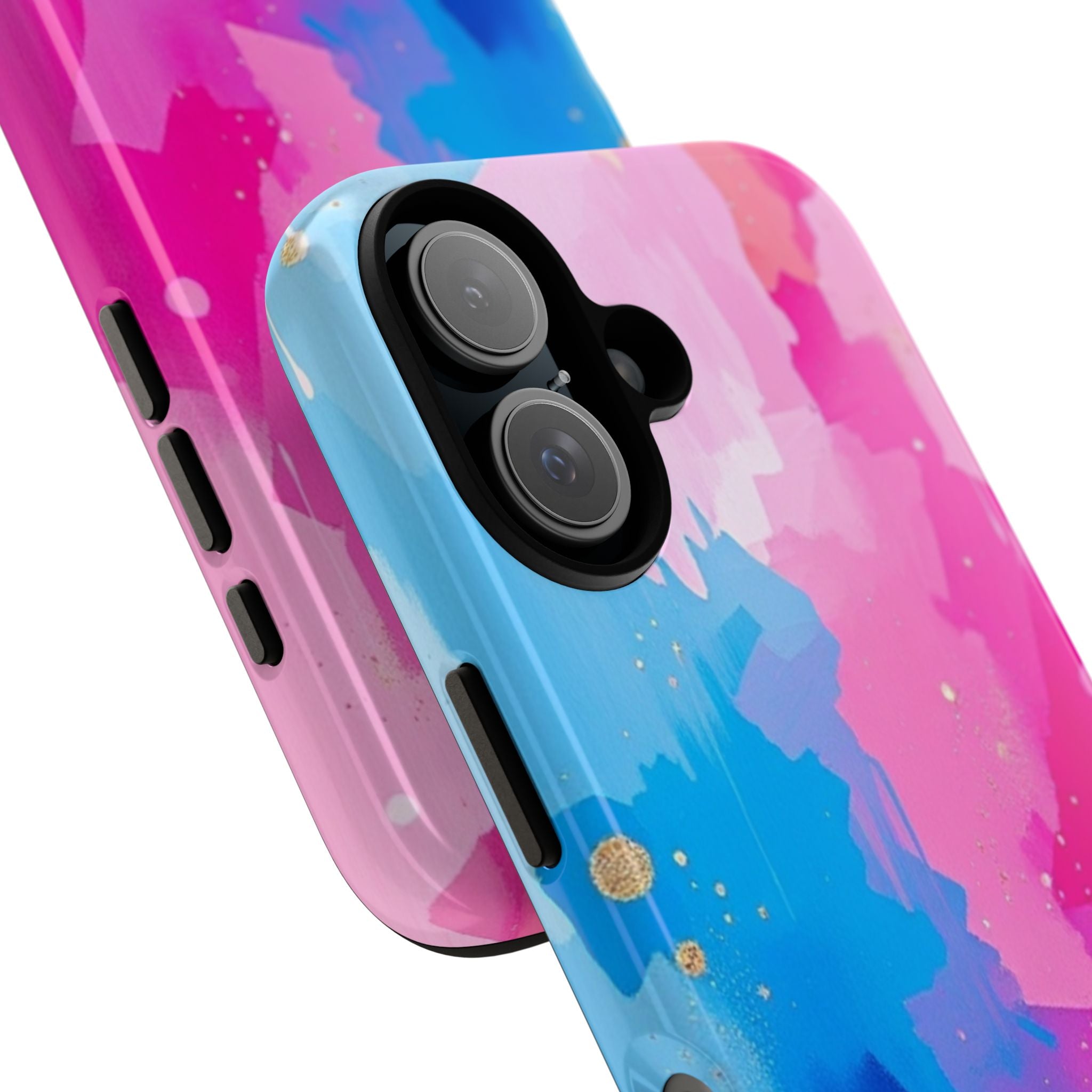 Android OR iPhone Compatible Cases - Pink and Blue Color Splash Design