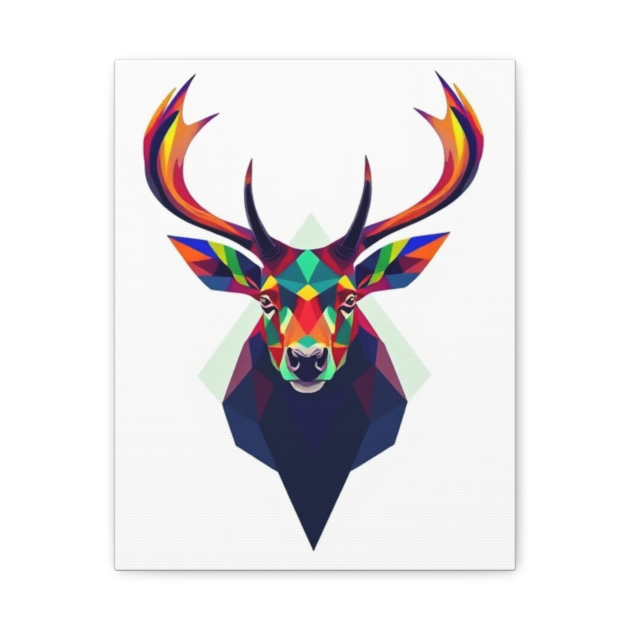 Colorful Elk Art Print - Modern Geometric Canvas Wall Decor