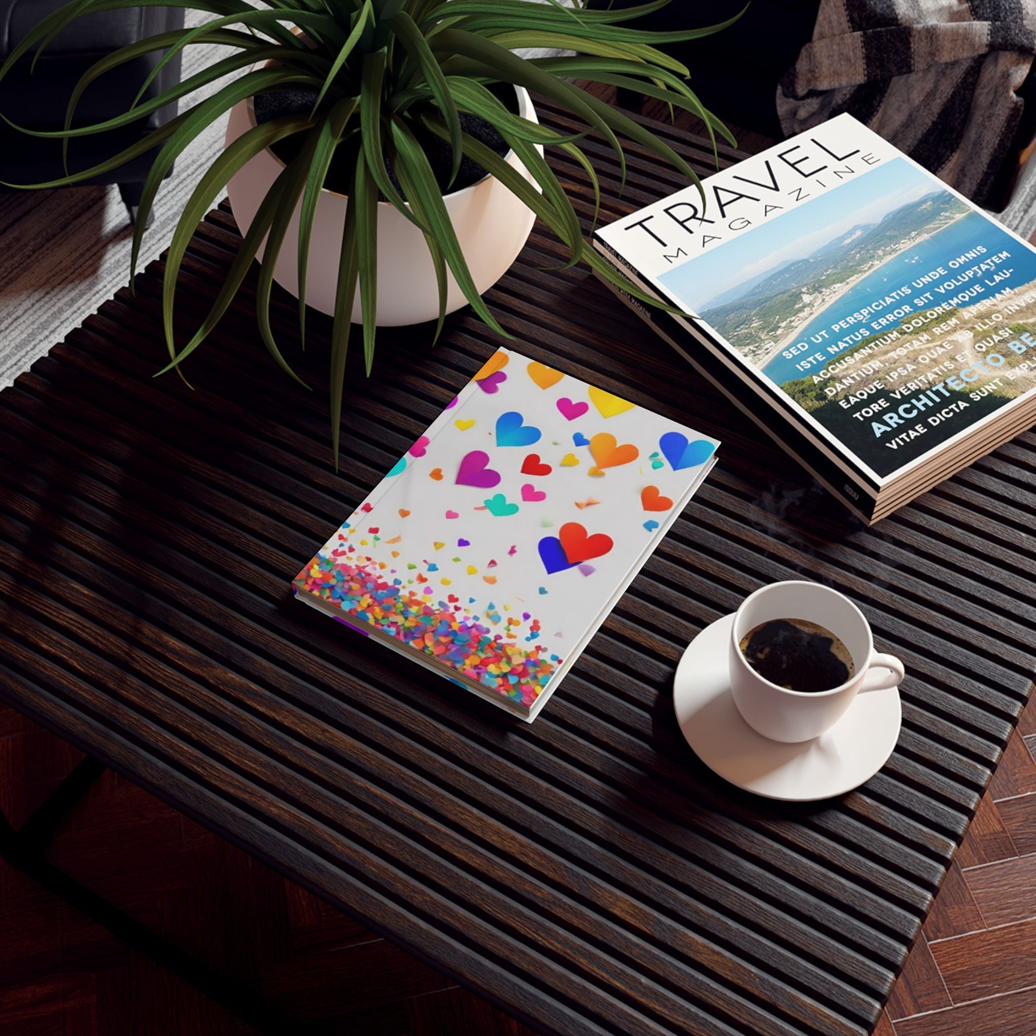 Colorful Heart Confetti Hard Backed Journal - Perfect for Gifts, Journaling, and Celebrations