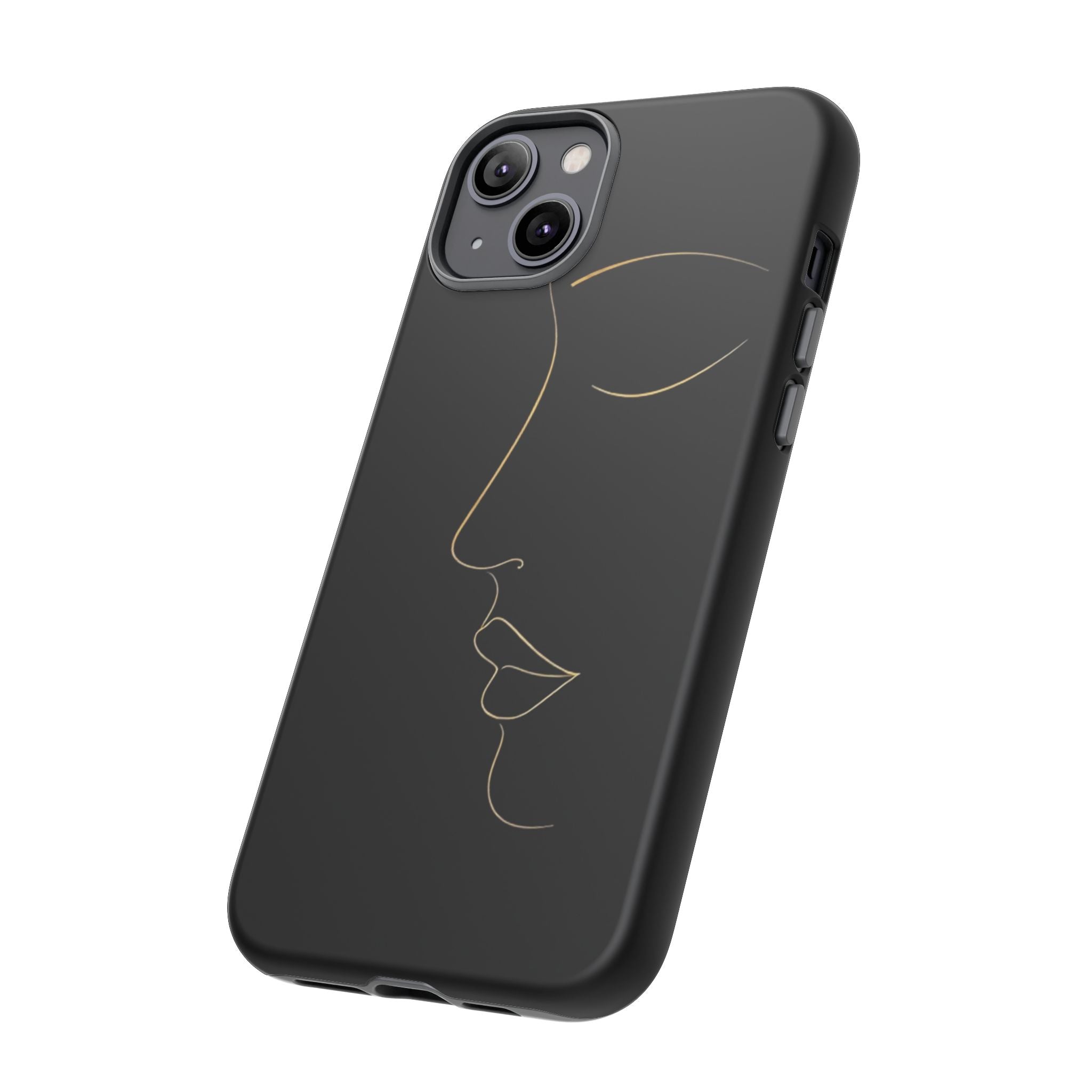 Android OR iPhone Compatible Cases - Gold Line Face Design - Unique Tough Cases