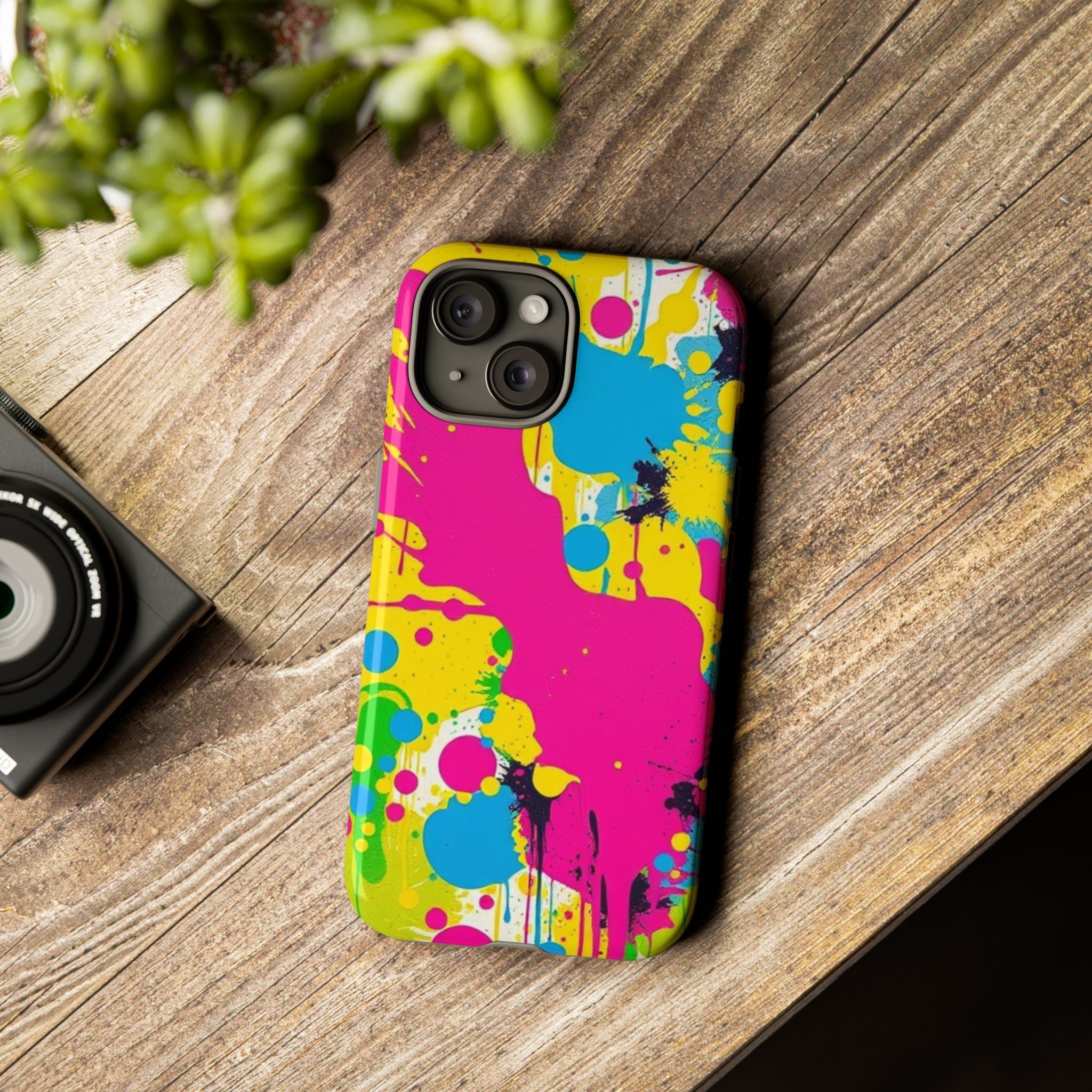 Android OR iPhone Compatible Cases - Crazy Retro Color Splash Design - Unique Tough Cases
