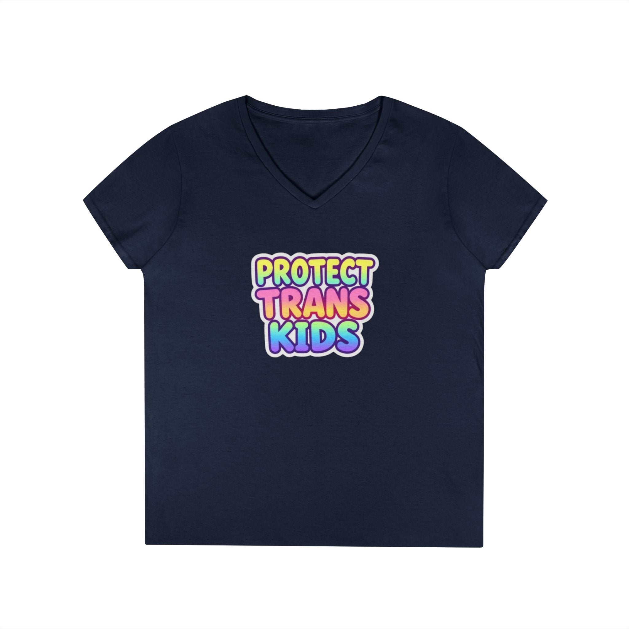 Protect Trans Kids V-Neck T-Shirt | Supportive Apparel for Advocacy