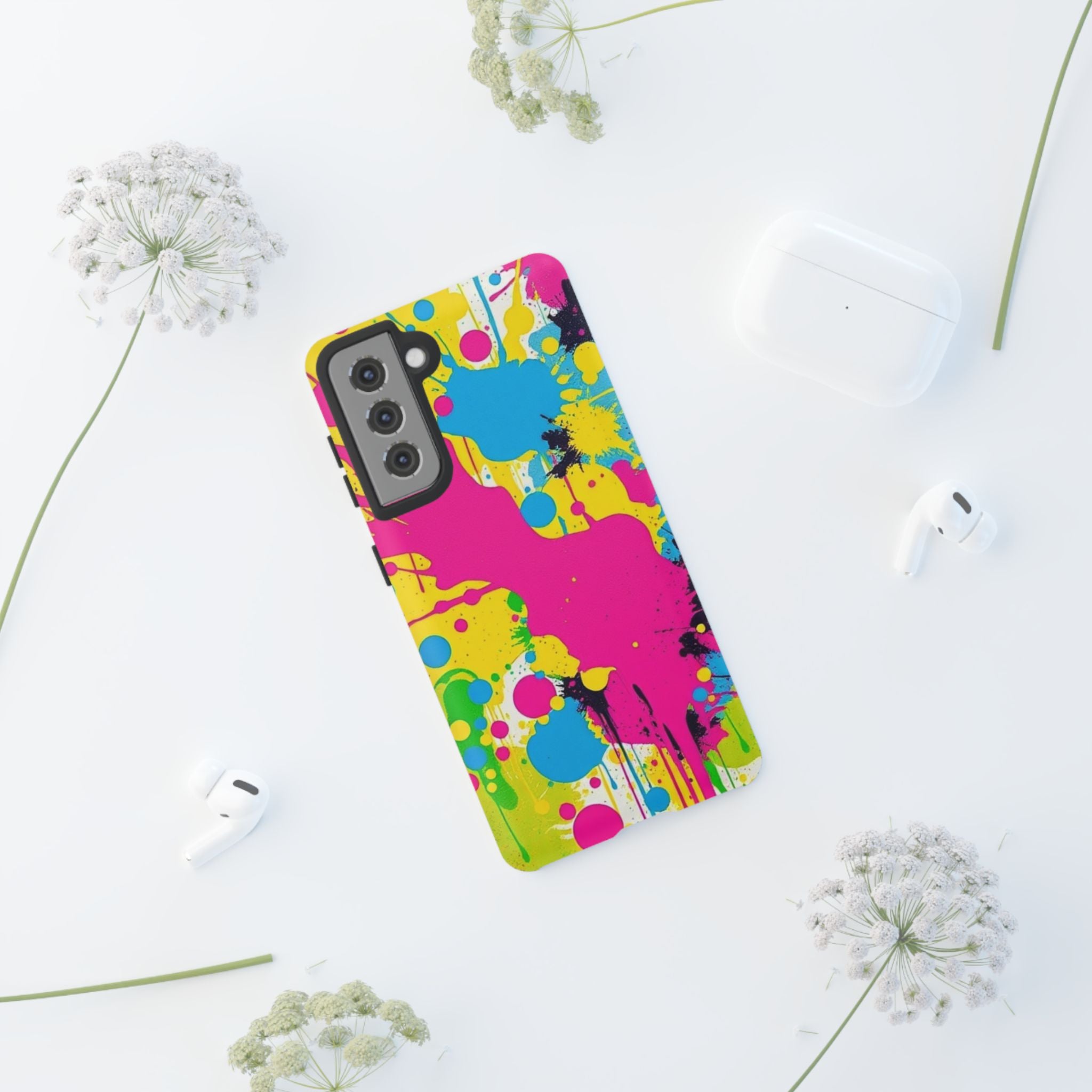 Android OR iPhone Compatible Cases - Crazy Retro Color Splash Design - Unique Tough Cases