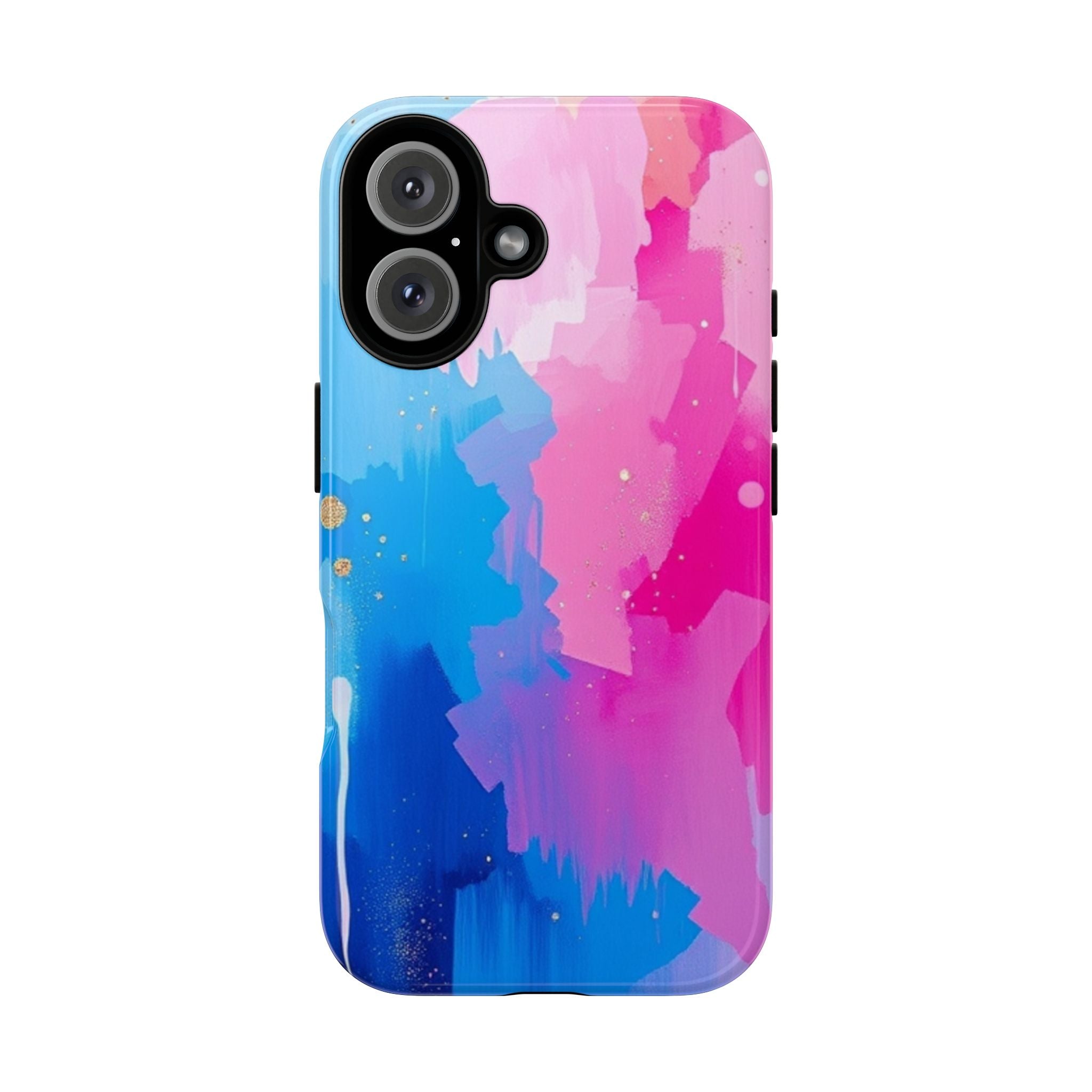 Android OR iPhone Compatible Cases - Pink and Blue Color Splash Design