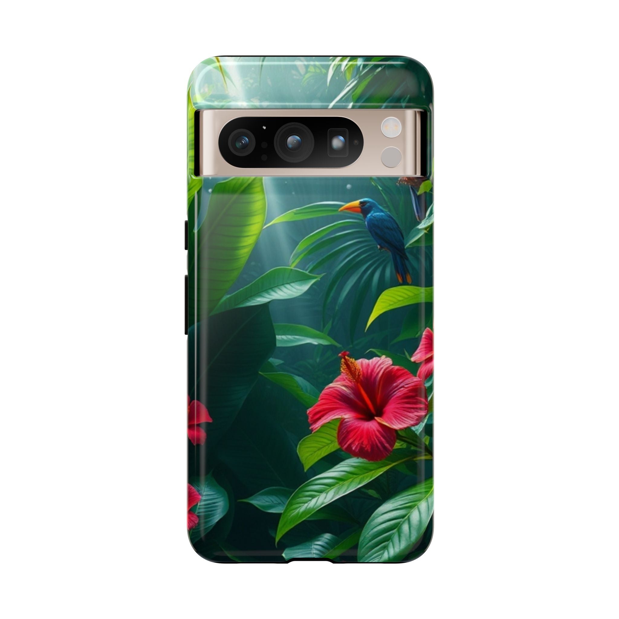 Android OR iPhone Compatible Cases - Tropical Flower & Bird Design - Unique Tough Cases