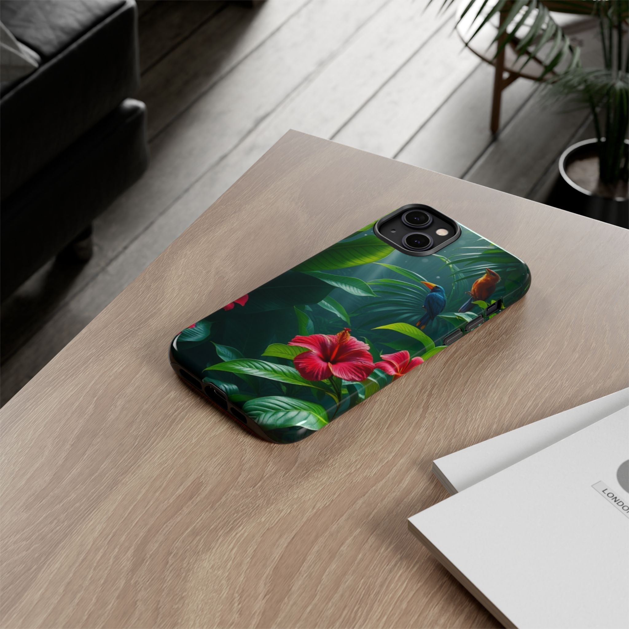 Android OR iPhone Compatible Cases - Tropical Flower & Bird Design - Unique Tough Cases