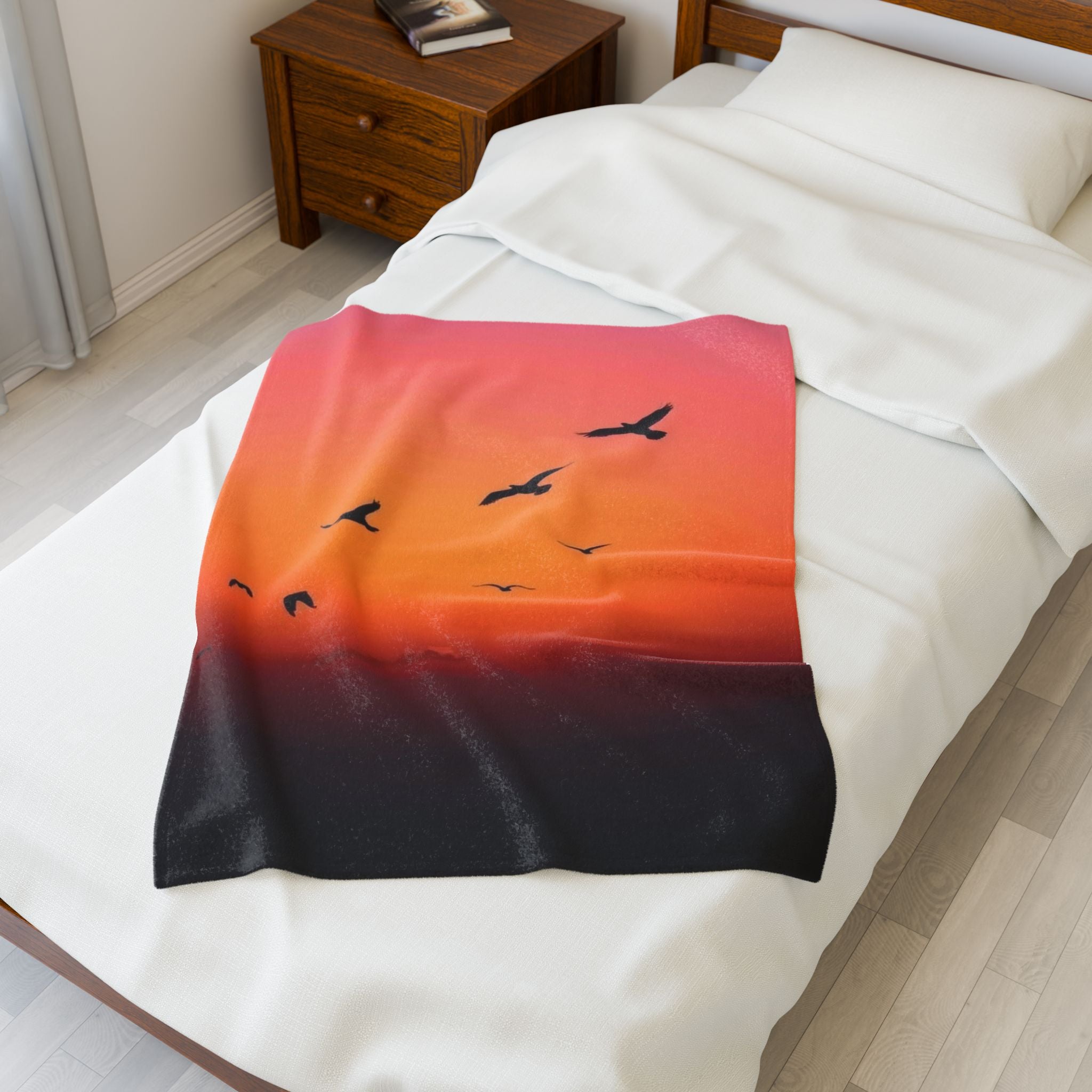 Birds at Dusk Velveteen Plush Blanket – For Comfort and Warmth