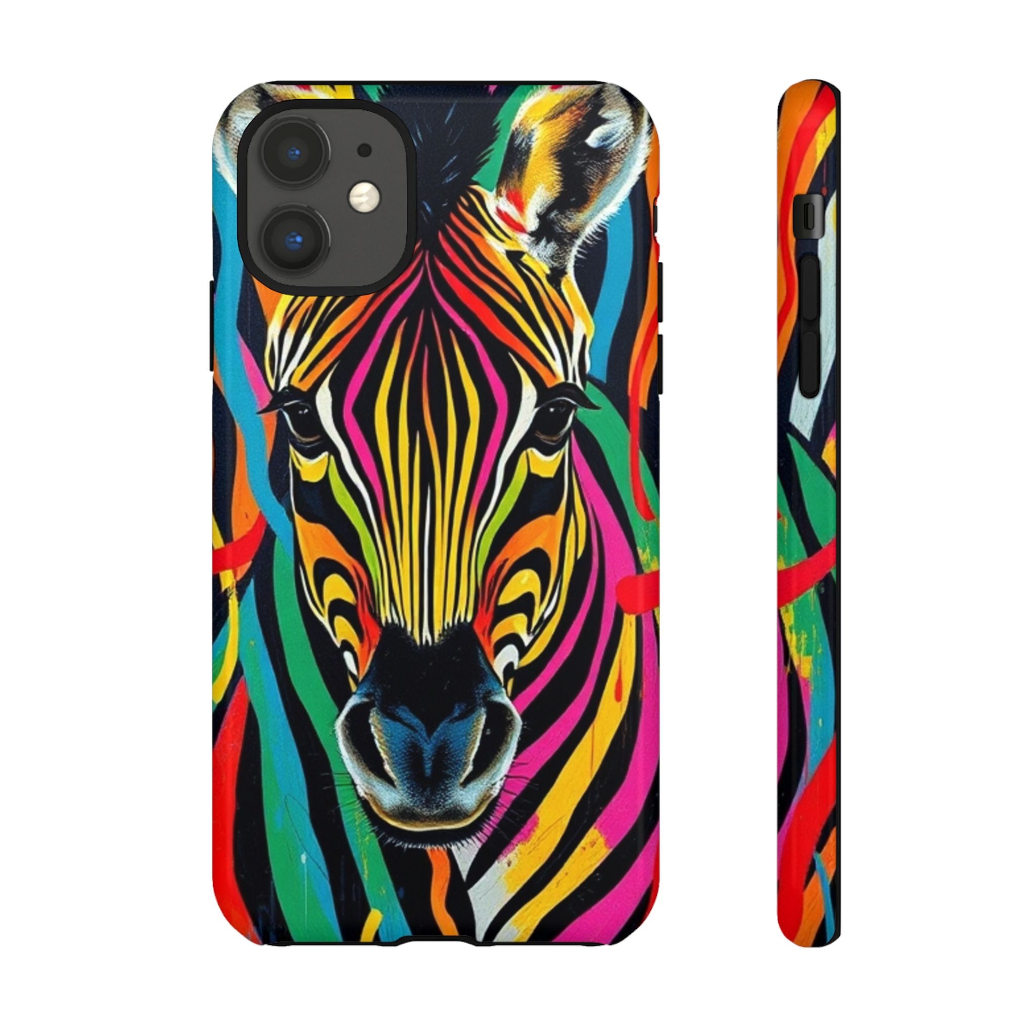 Android OR iPhone Compatible Cases - Rainbow Zebra Design - Unique Tough Cases