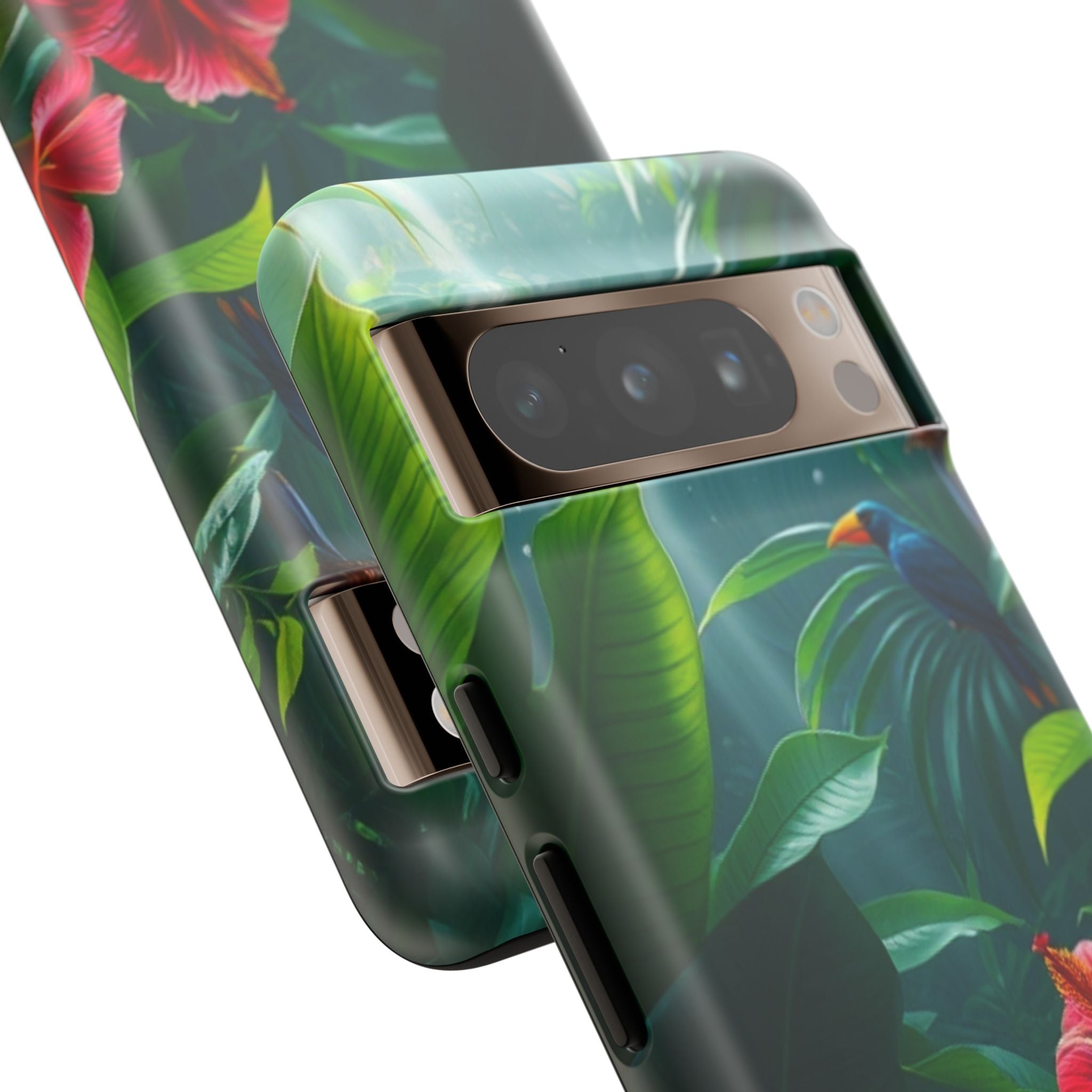 Android OR iPhone Compatible Cases - Tropical Flower & Bird Design - Unique Tough Cases