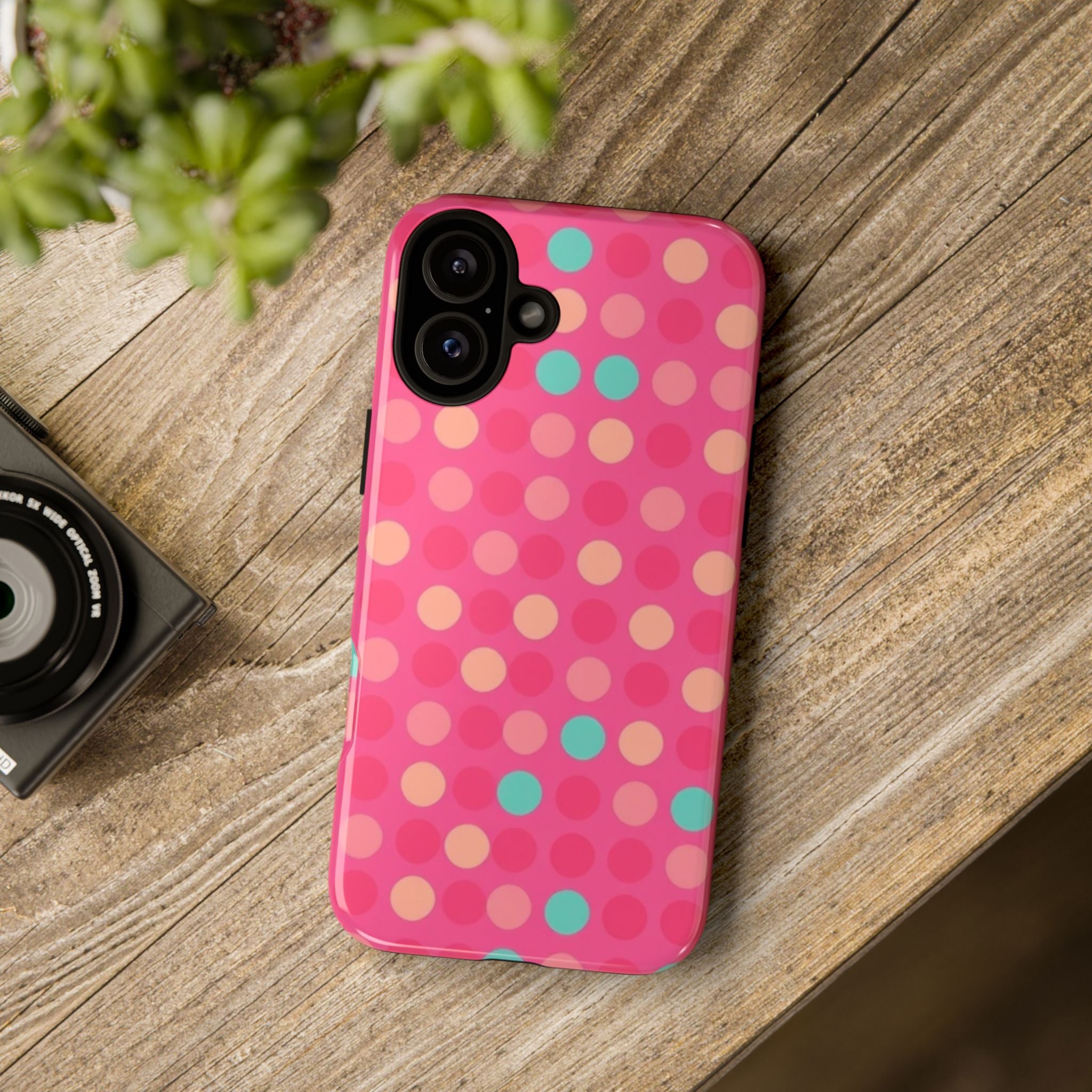 Android OR iPhone Protective Cases - Retro Polka Dots Pattern Tough Case
