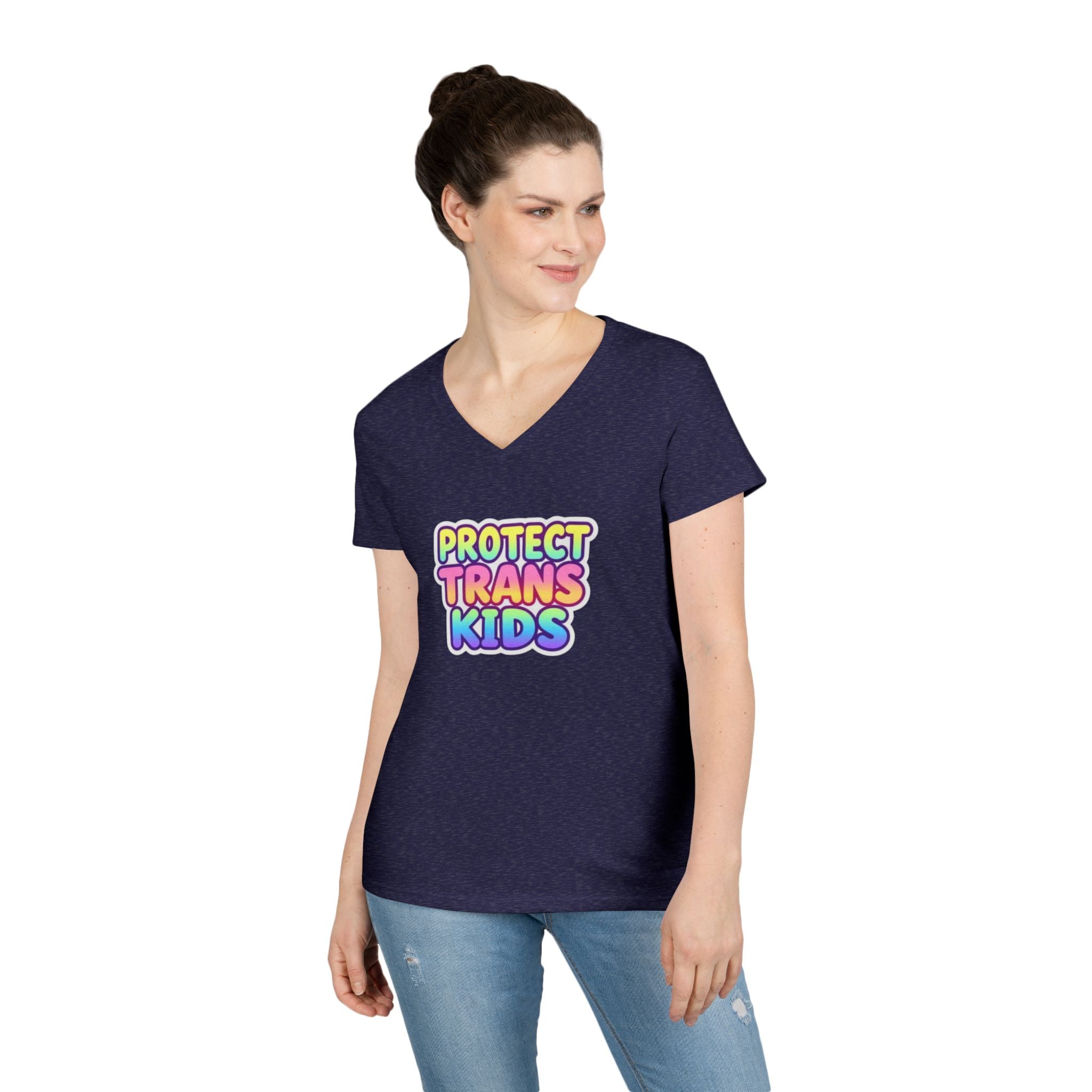 Protect Trans Kids V-Neck T-Shirt | Supportive Apparel for Advocacy