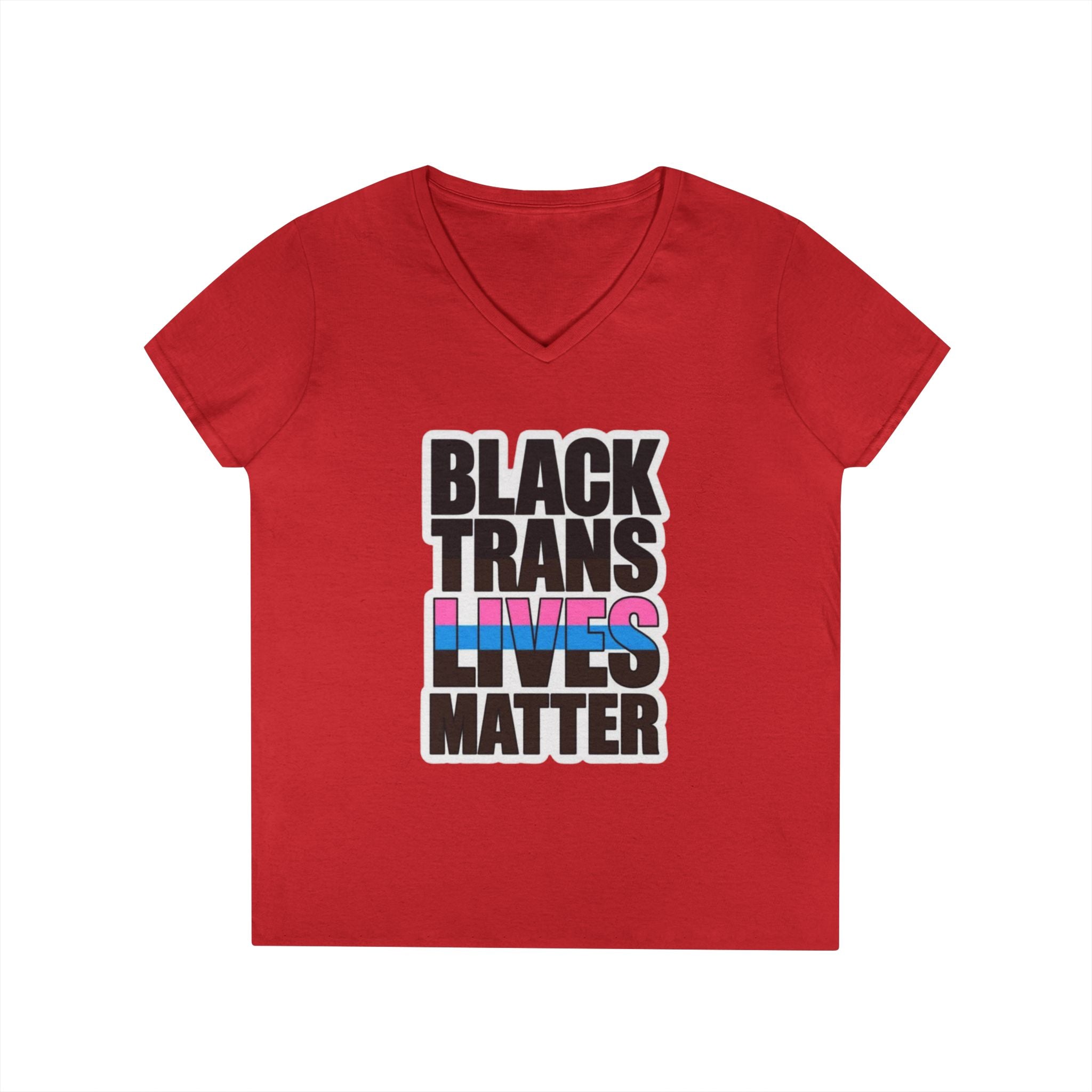 Black Trans Lives Matter V-Neck T-Shirt - Empowering Pride Apparel
