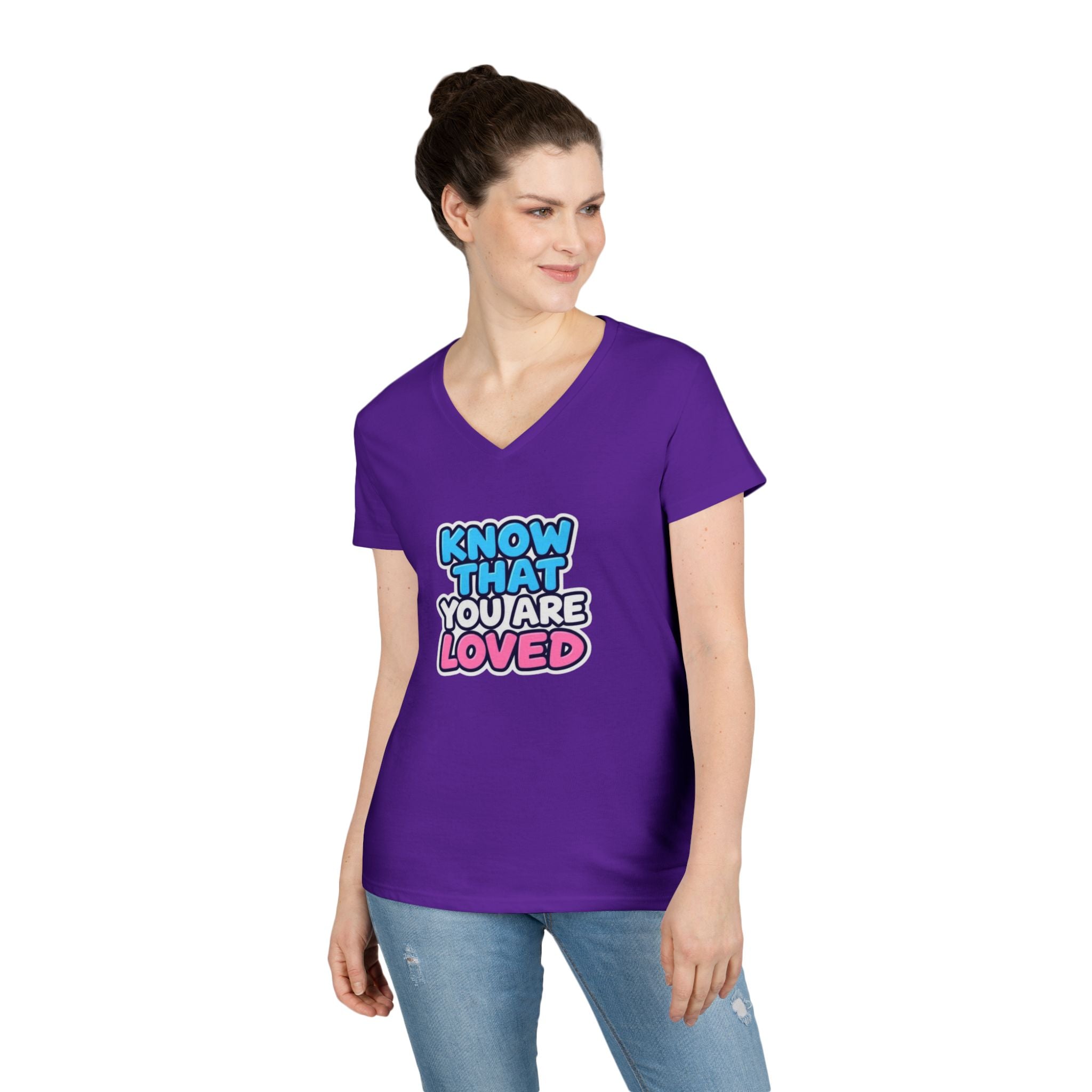 Know That You Are Loved Ladies' V-Neck T-Shirt Trans Colors