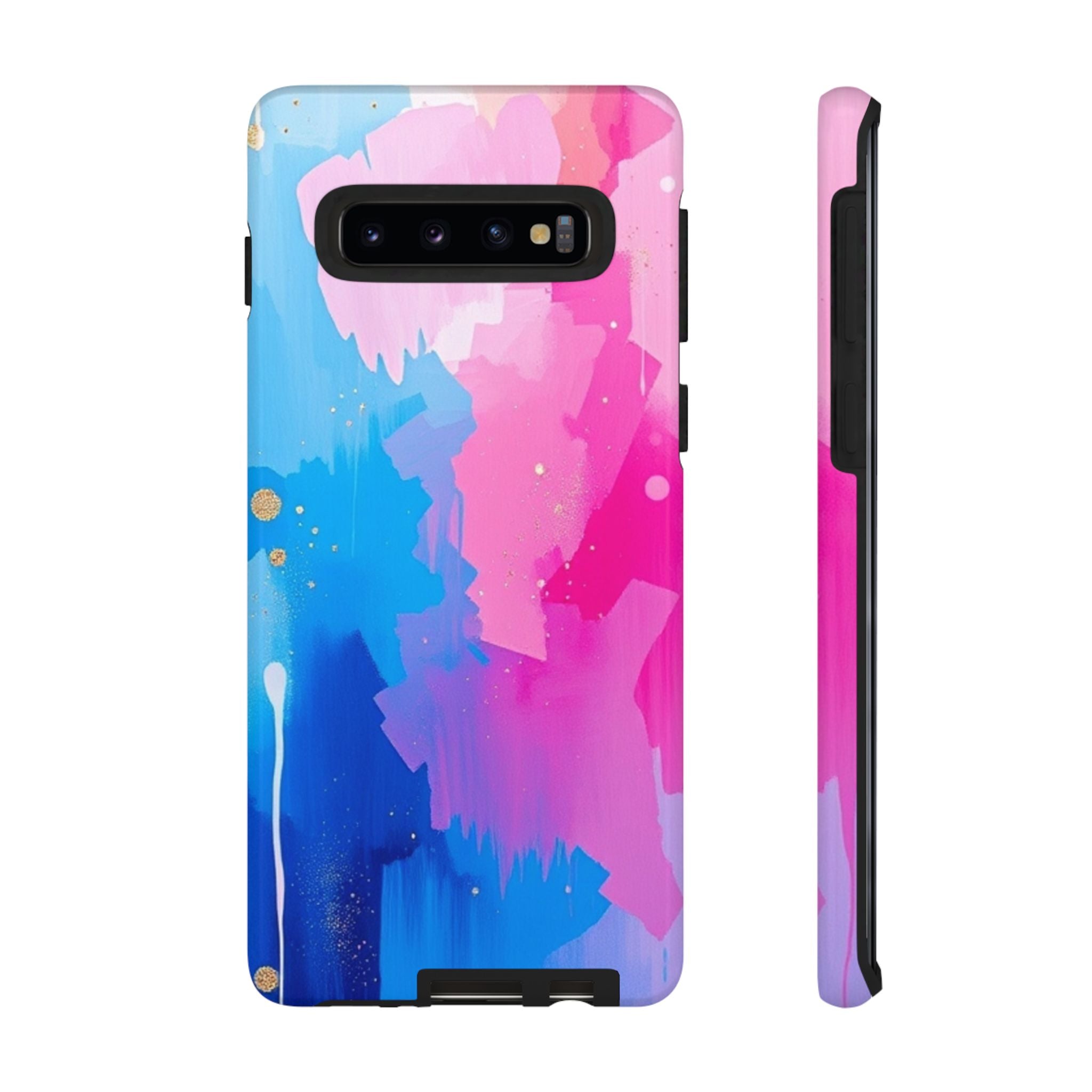 Android OR iPhone Compatible Cases - Pink and Blue Color Splash Design