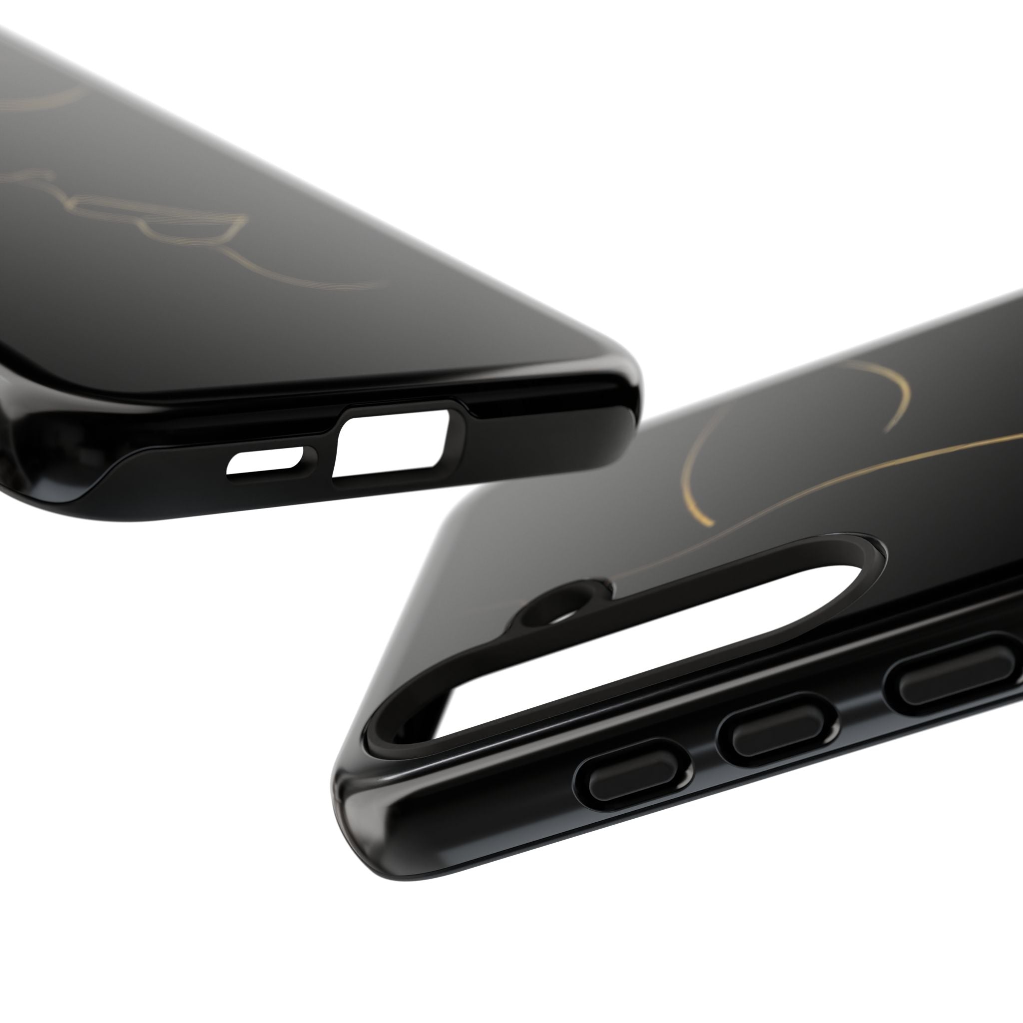 Android OR iPhone Compatible Cases - Gold Line Face Design - Unique Tough Cases