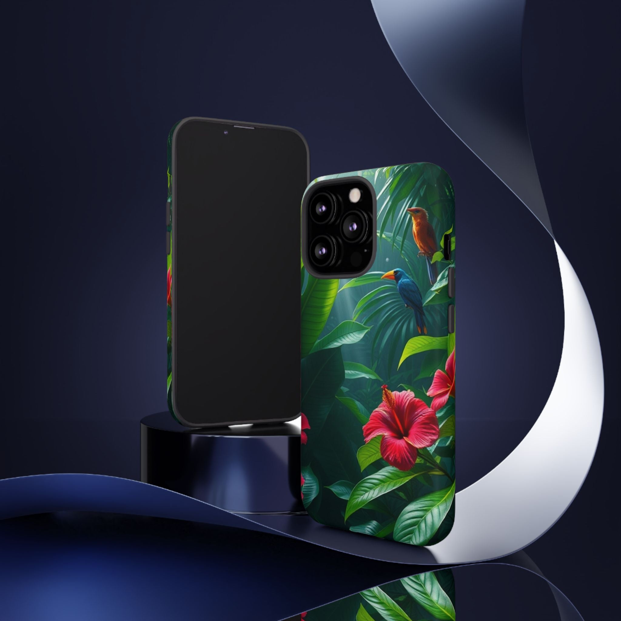 Android OR iPhone Compatible Cases - Tropical Flower & Bird Design - Unique Tough Cases