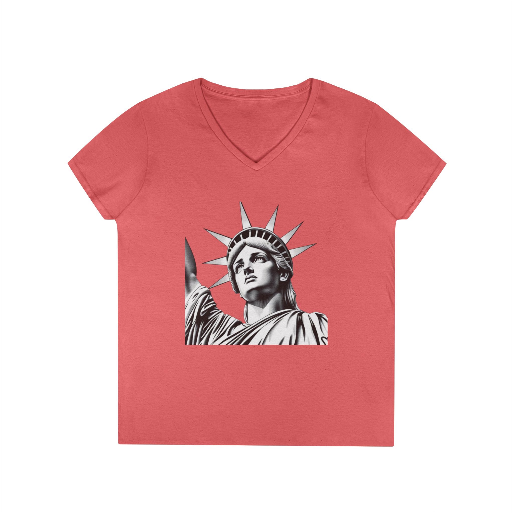 Liberty Graphic Ladies' V-Neck T-Shirt - Empowering Women's Tee for Casual Wear