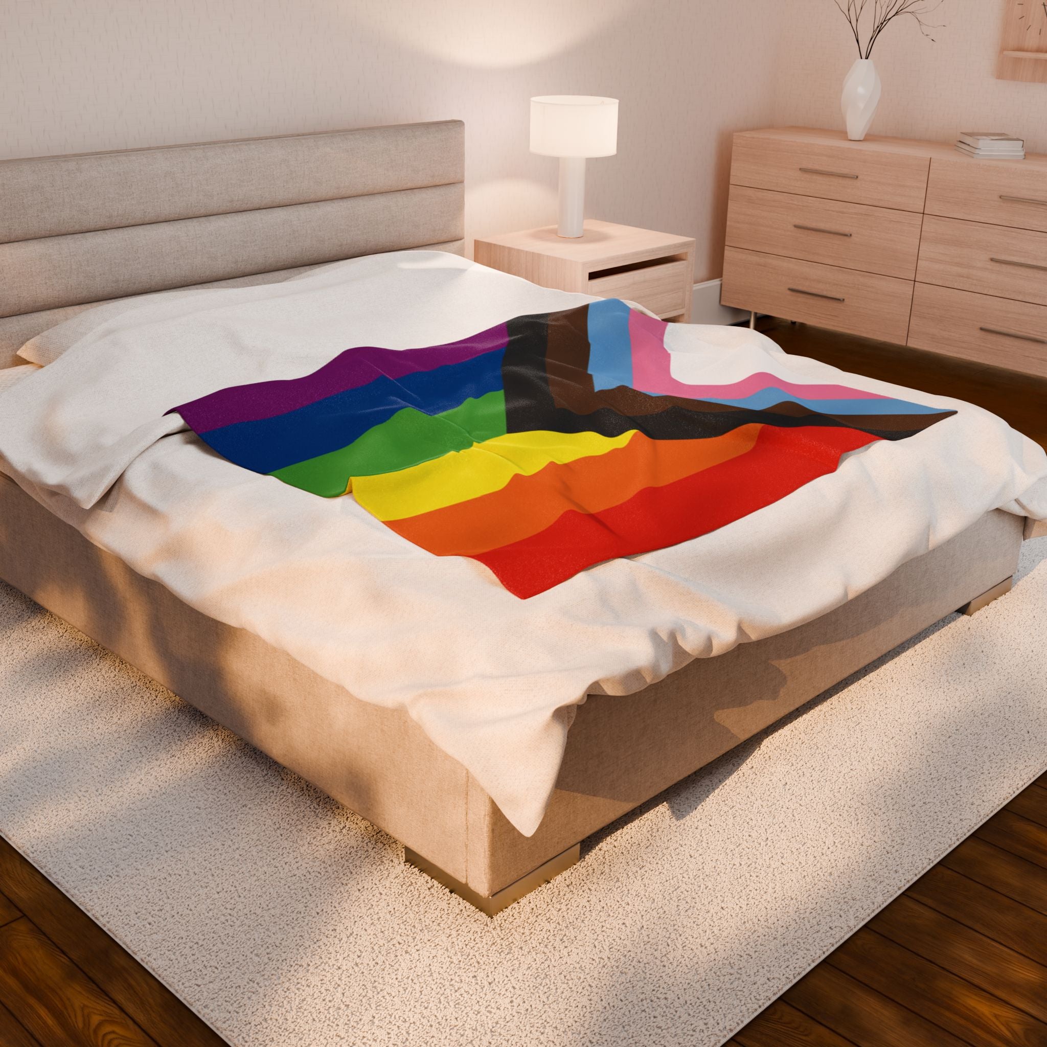 Pride Colors Velveteen Plush Blanket - Cozy & Vibrant LGBTQ+ Throw for Celebrations