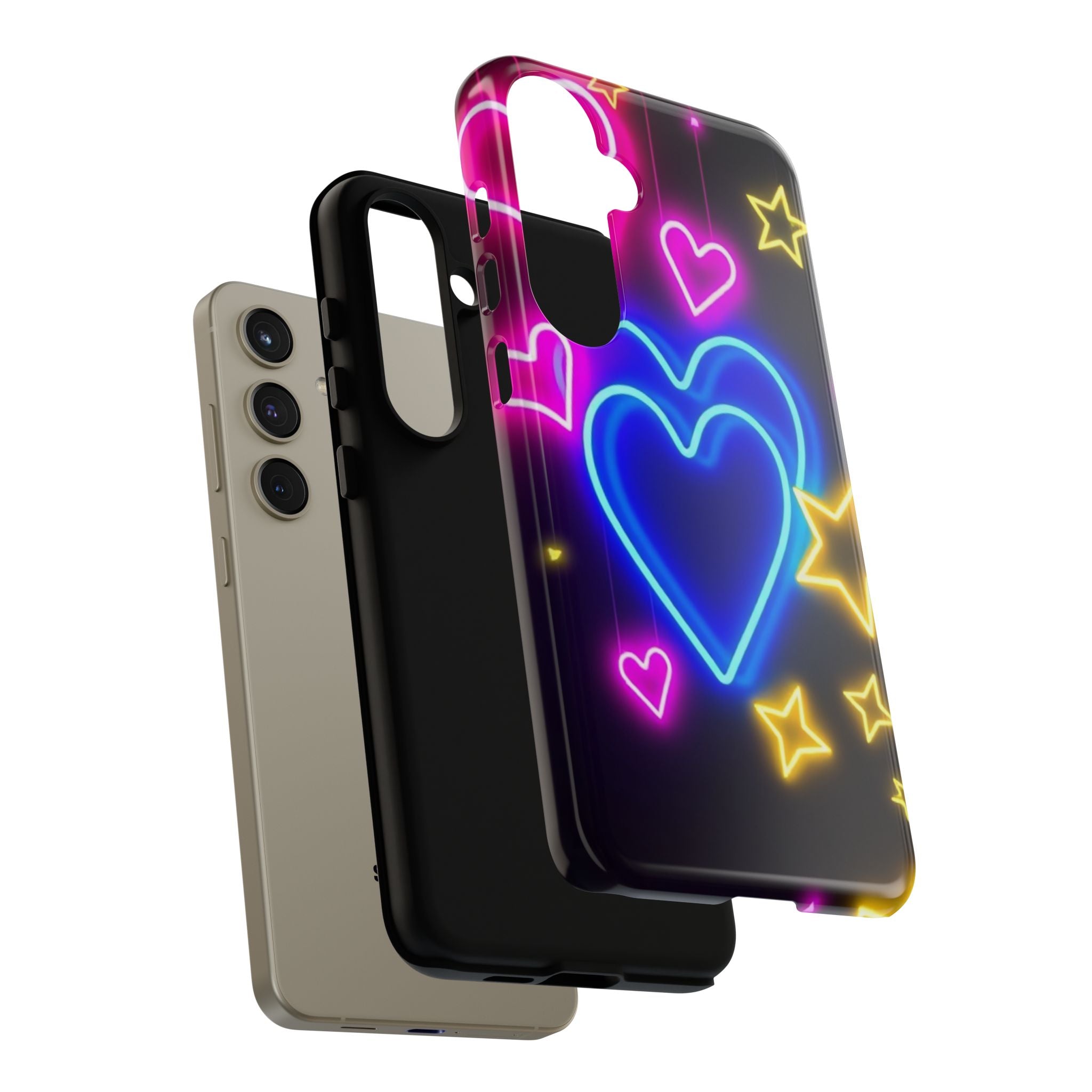Android OR iPhone Compatible Cases - Neon Love Design - Unique Tough Cases