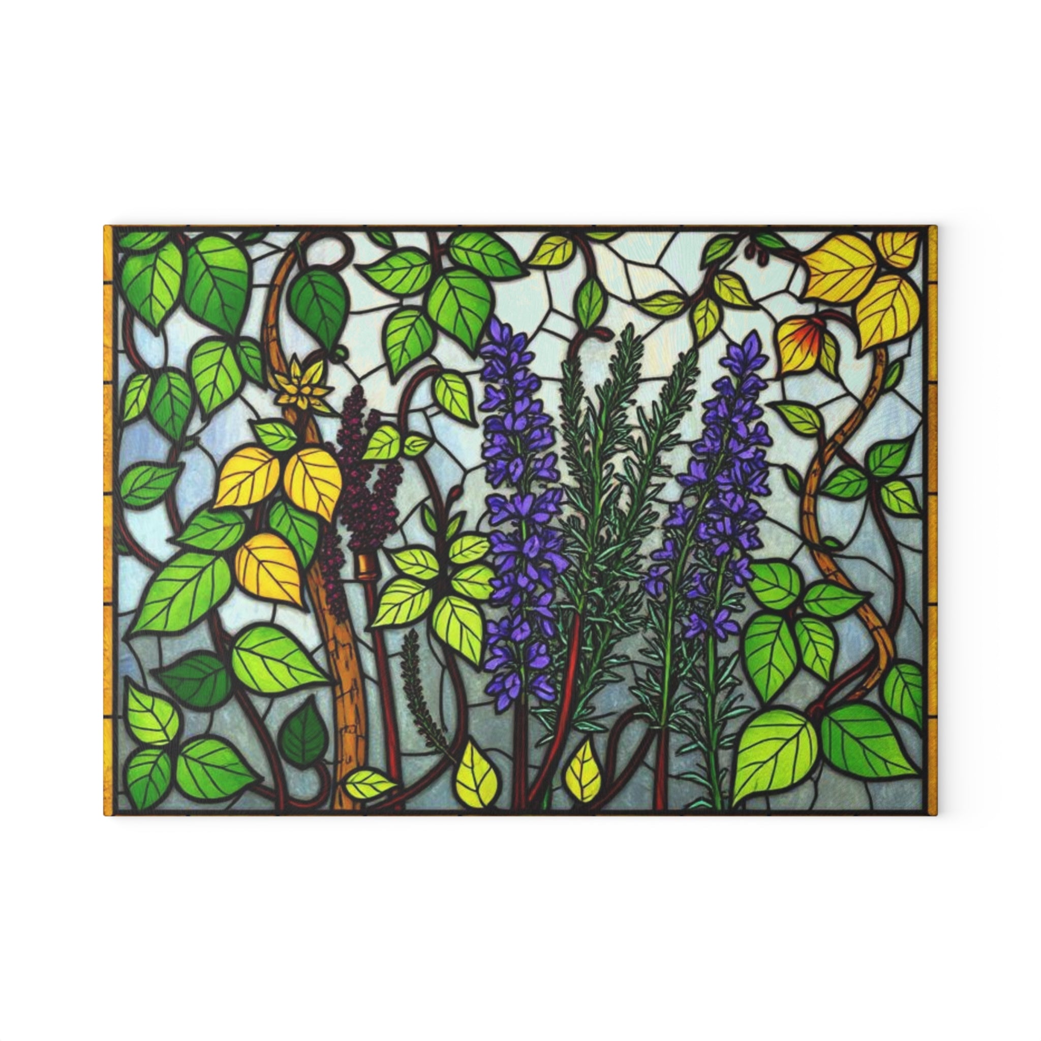Botanical Stained Glass Cutting Board - Colorful Kitchen Decor for Nature Lovers