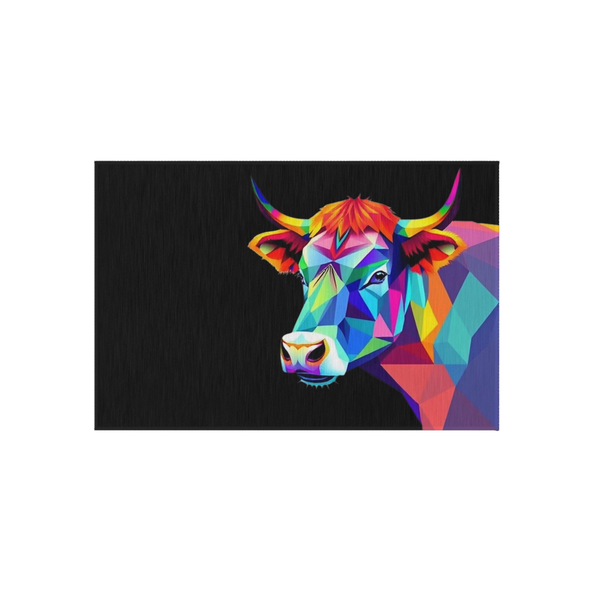 Colorful Cow Outdoor Rug - Colorful Decorative Mat for Patios & Gardens