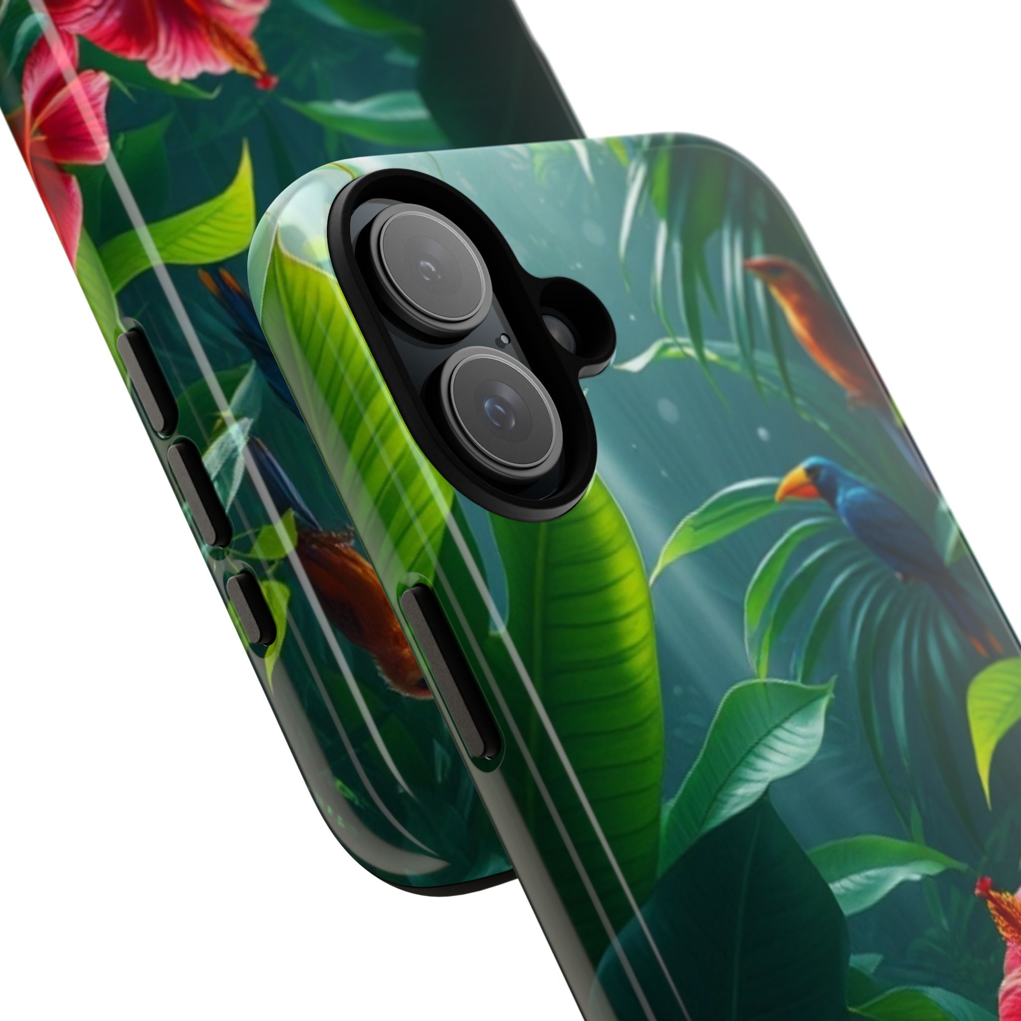 Android OR iPhone Compatible Cases - Tropical Flower & Bird Design - Unique Tough Cases