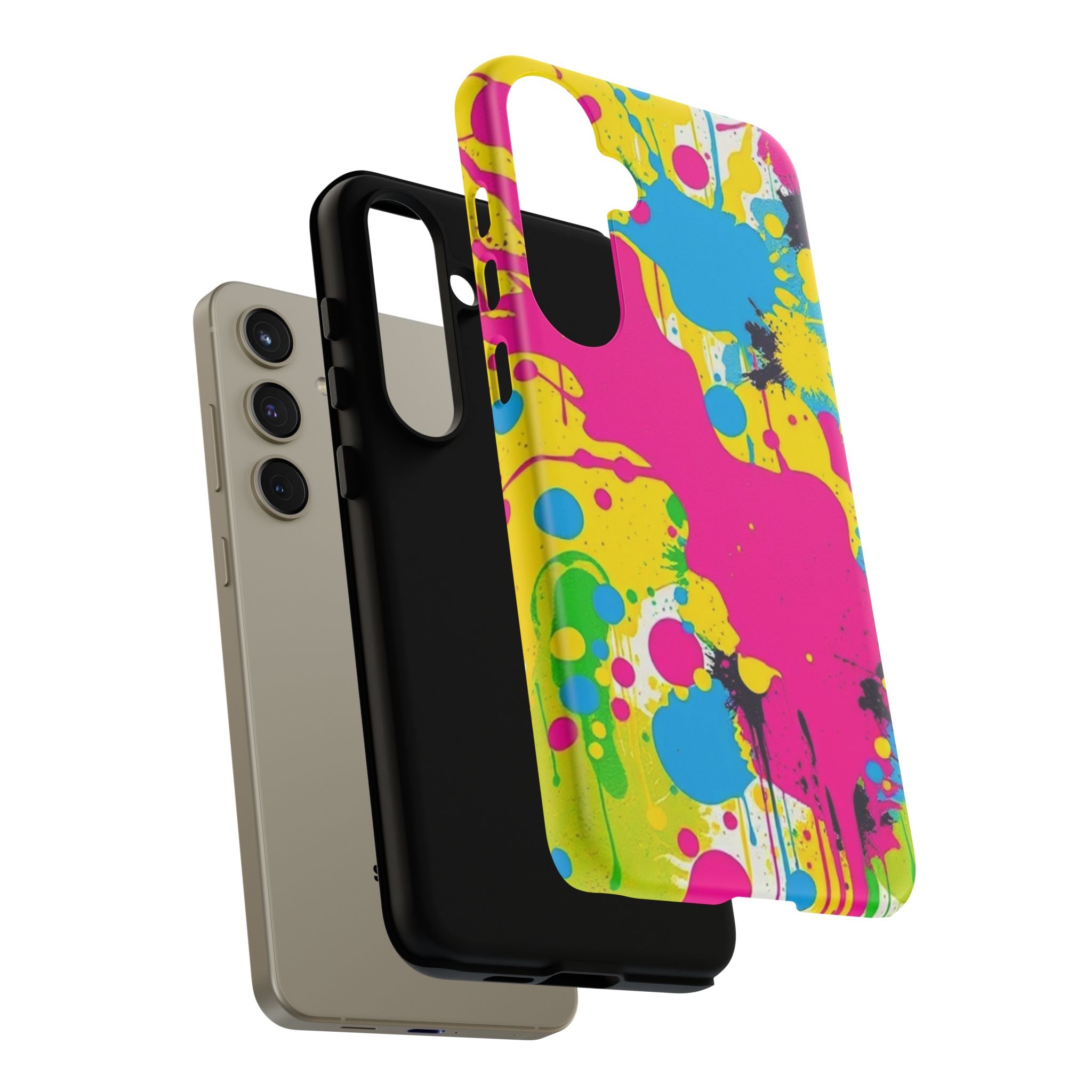 Android OR iPhone Compatible Cases - Crazy Retro Color Splash Design - Unique Tough Cases