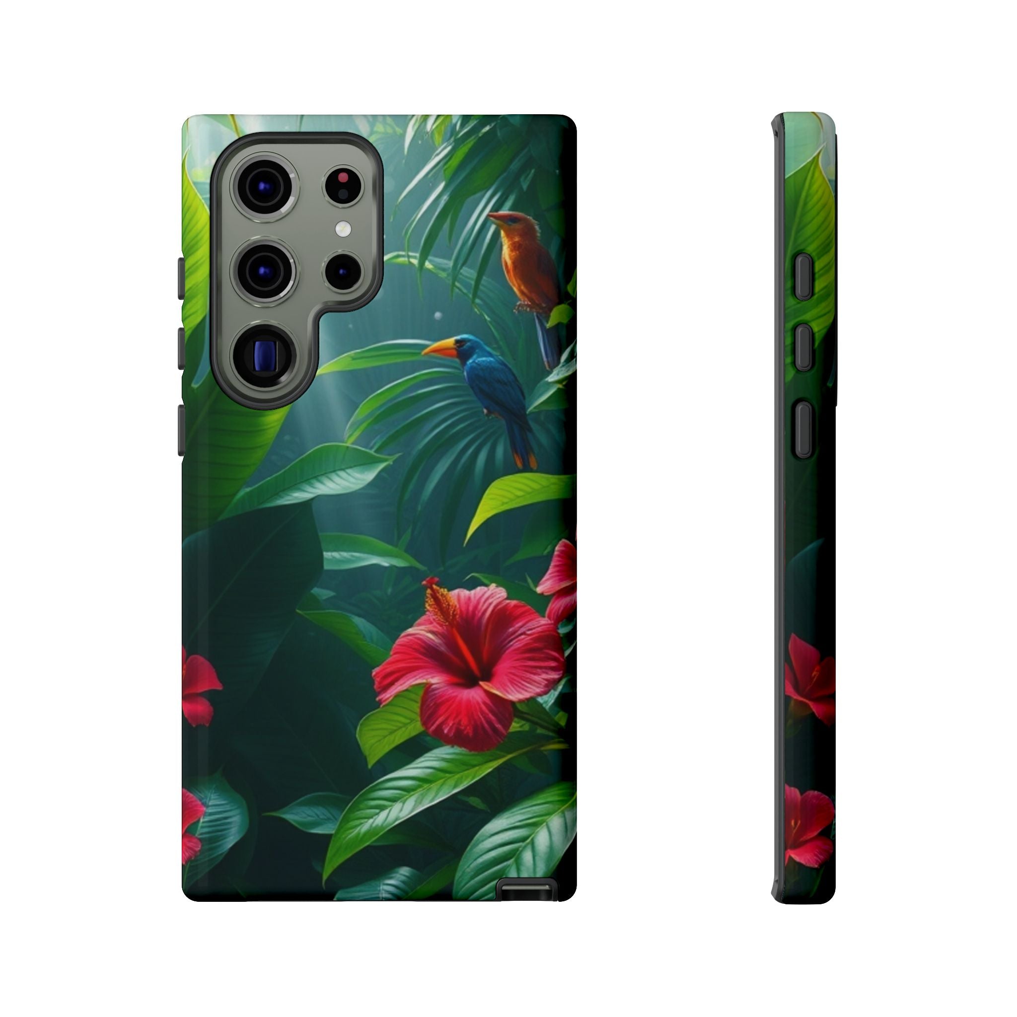 Android OR iPhone Compatible Cases - Tropical Flower & Bird Design - Unique Tough Cases