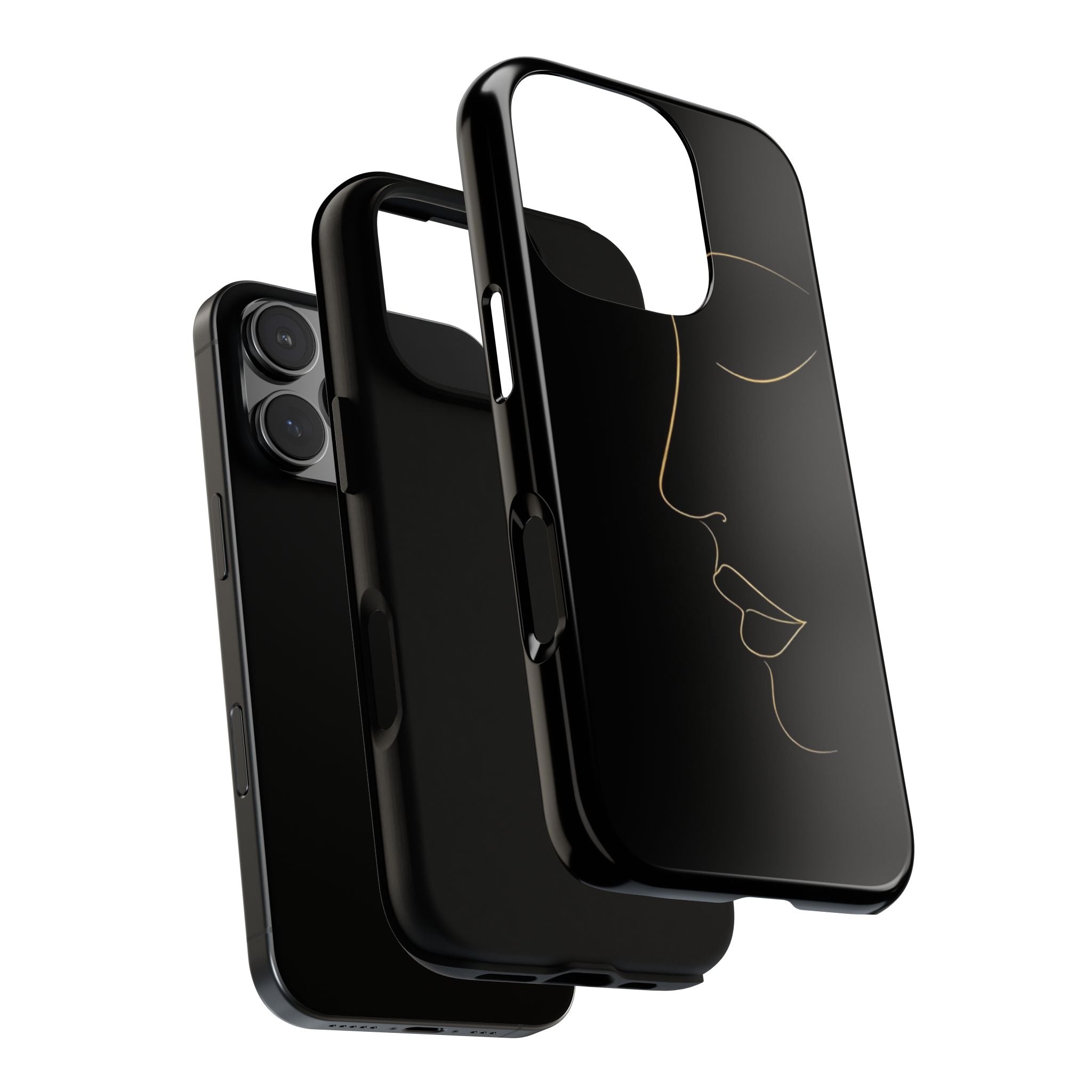 Android OR iPhone Compatible Cases - Gold Line Face Design - Unique Tough Cases