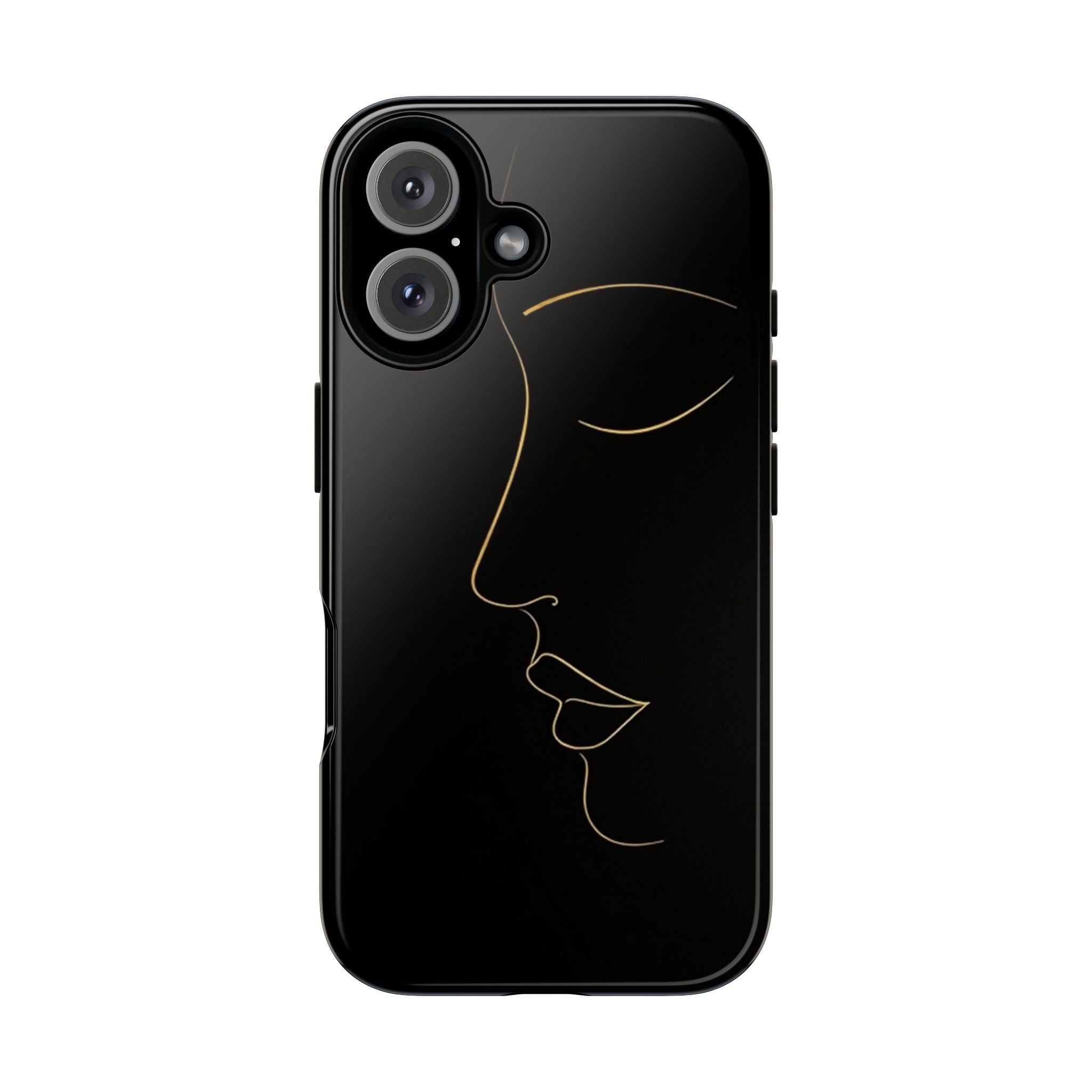 Android OR iPhone Compatible Cases - Gold Line Face Design - Unique Tough Cases