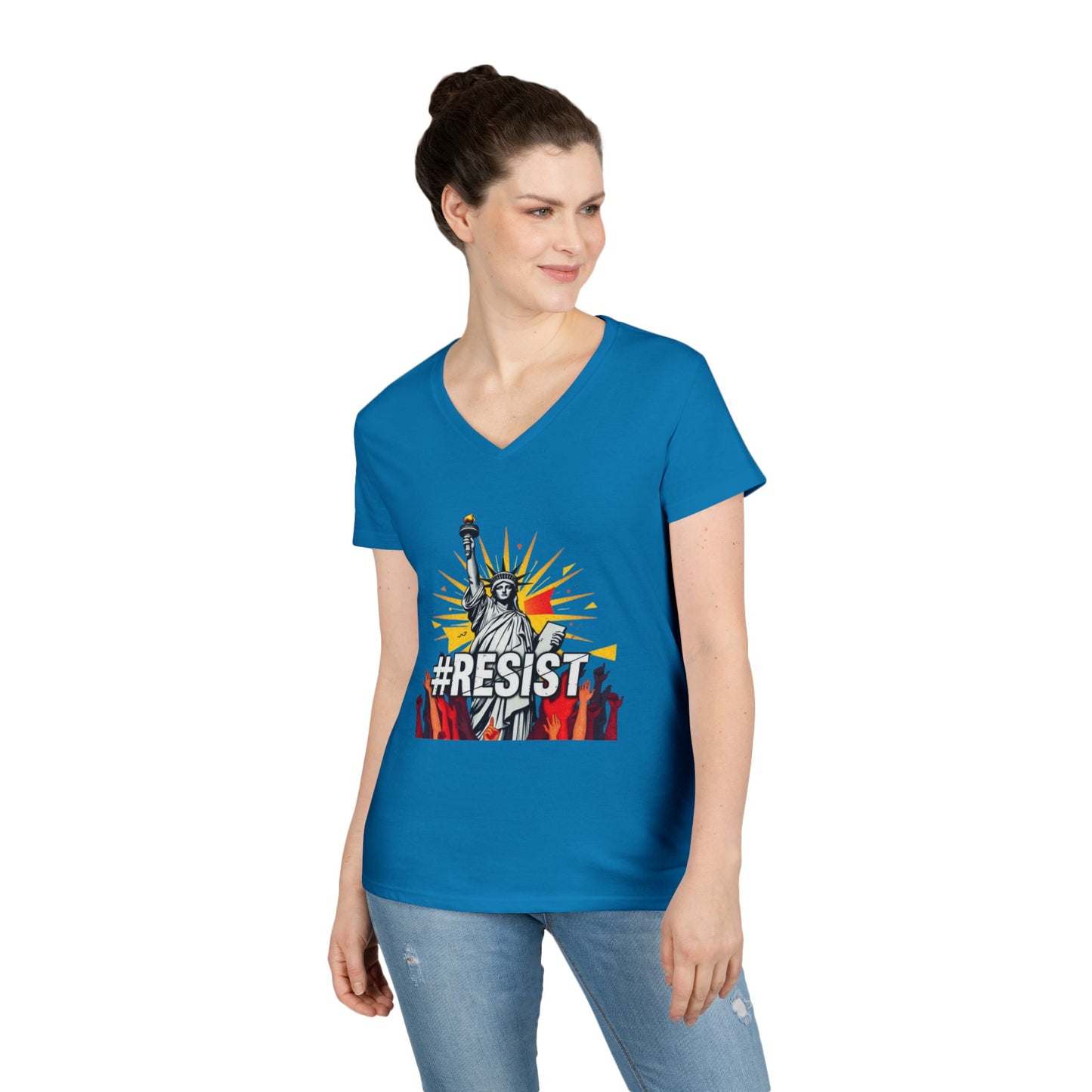 #RESIST Ladies' V-Neck T-Shirt - Empowering Activism Apparel