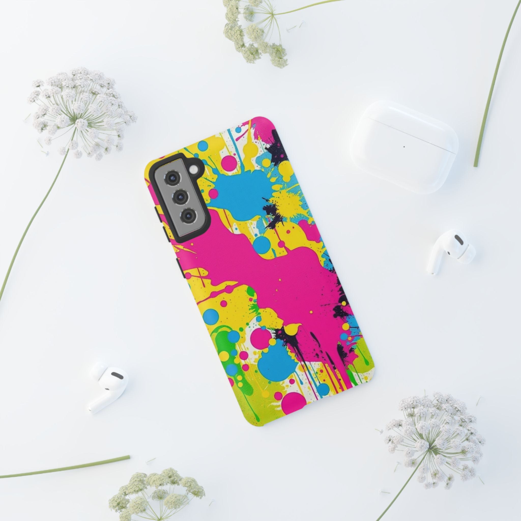 Android OR iPhone Compatible Cases - Crazy Retro Color Splash Design - Unique Tough Cases