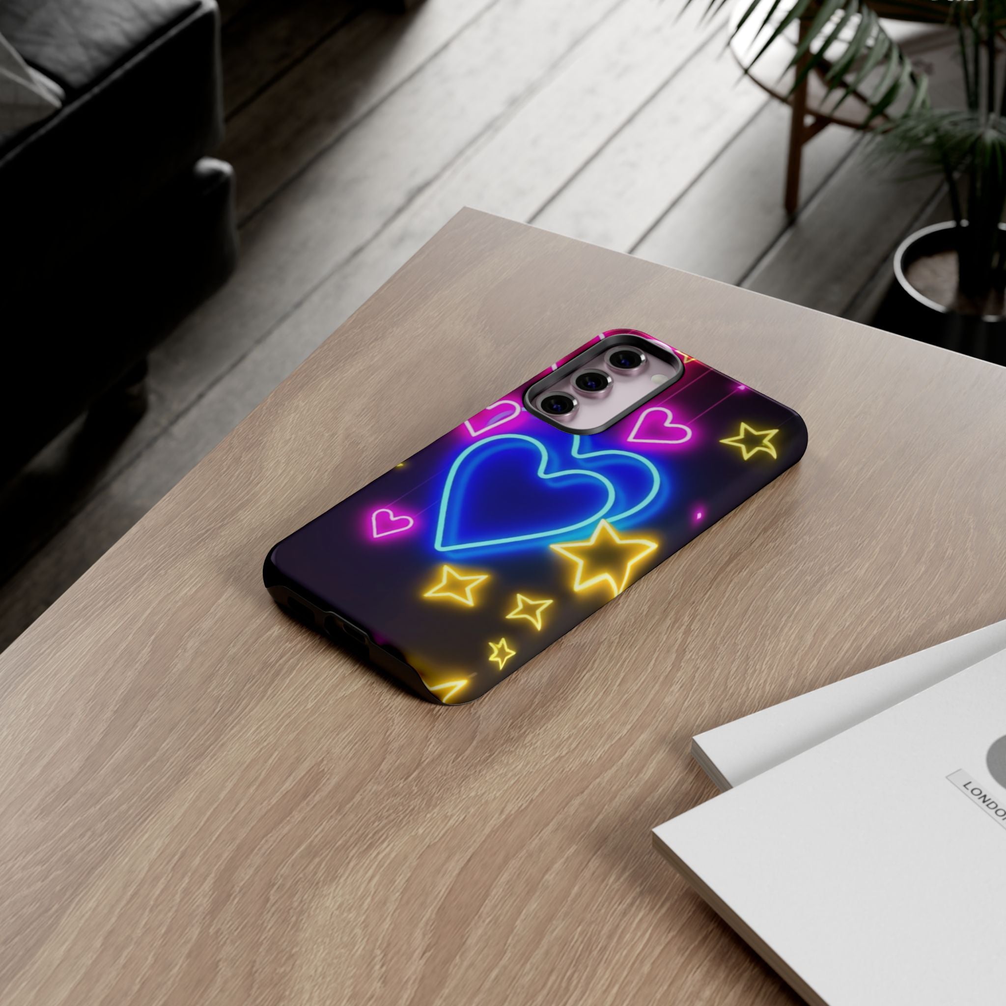 Android OR iPhone Compatible Cases - Neon Love Design - Unique Tough Cases