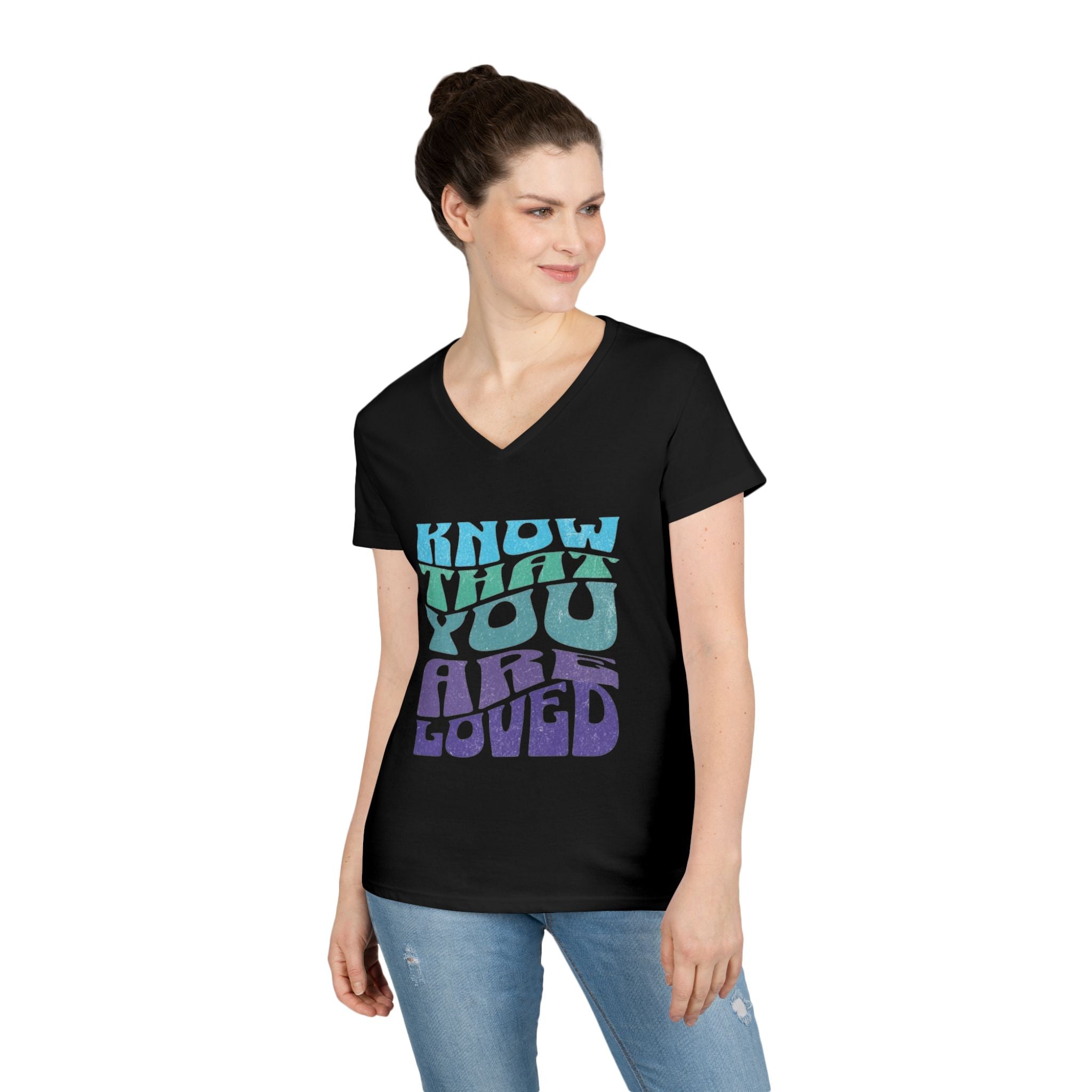 V-Neck T-Shirt - Know That You Are Loved Vintage Design