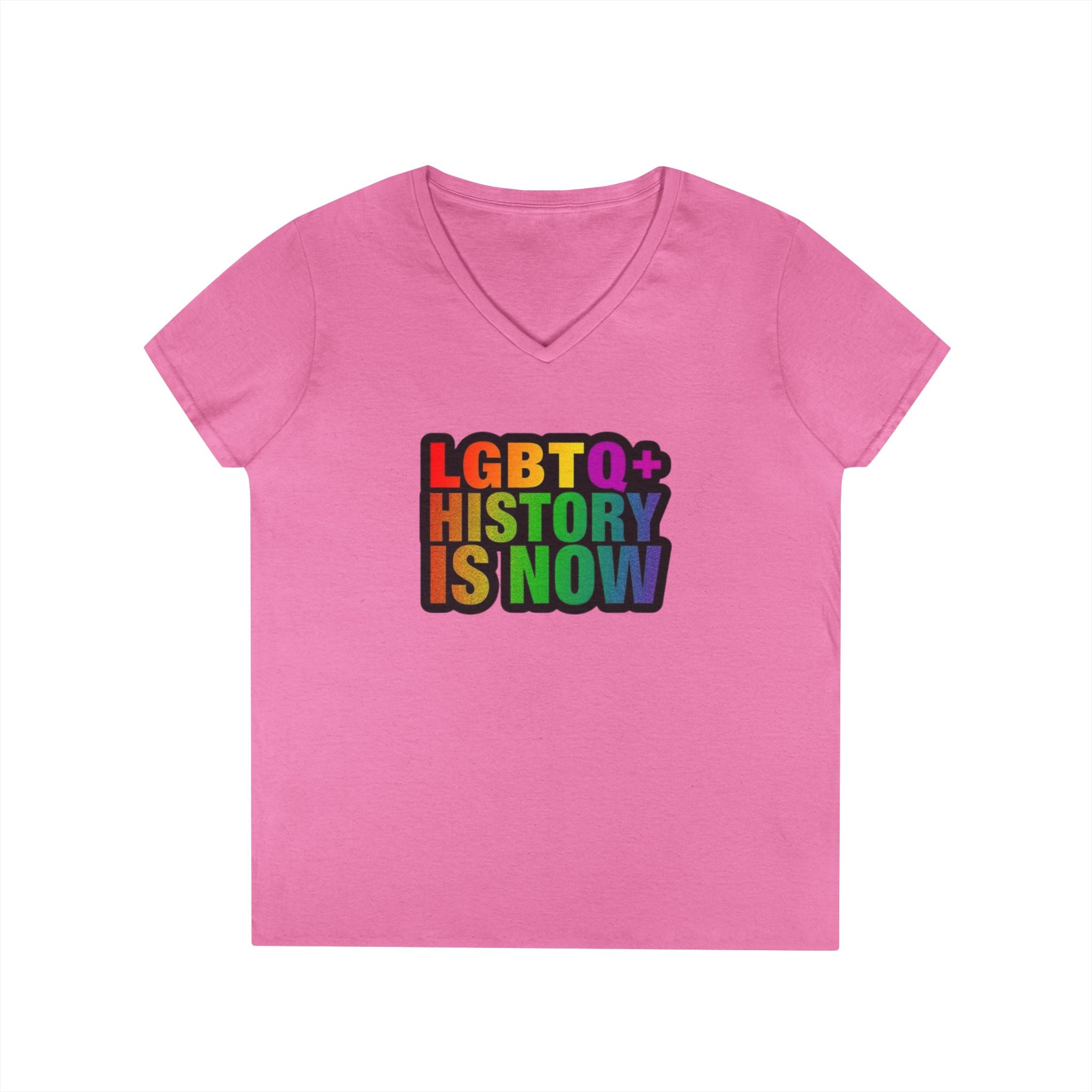 LGBTQ+ History V-Neck T-Shirt for Pride and Awareness